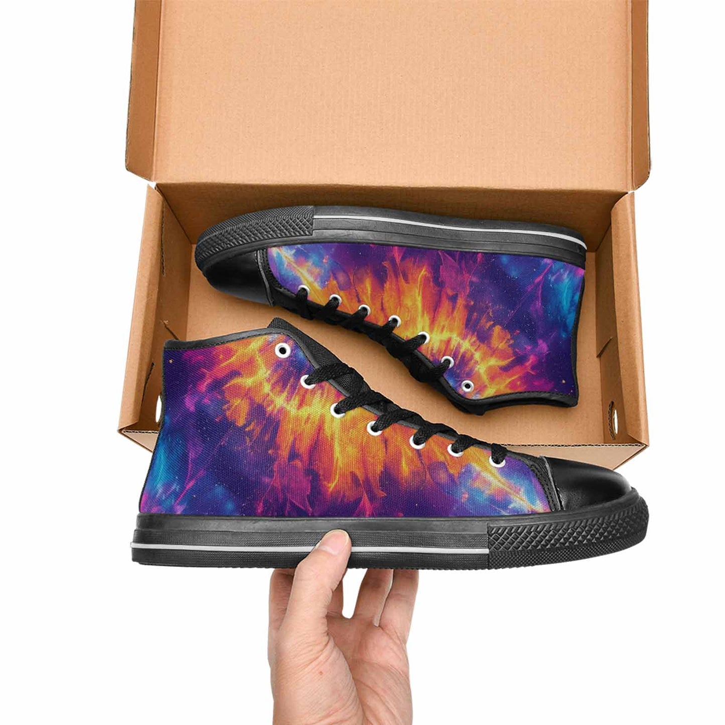 WOMEN'S Tie Dye Galaxy High Top Canvas Dark Academia Custom Sneakers