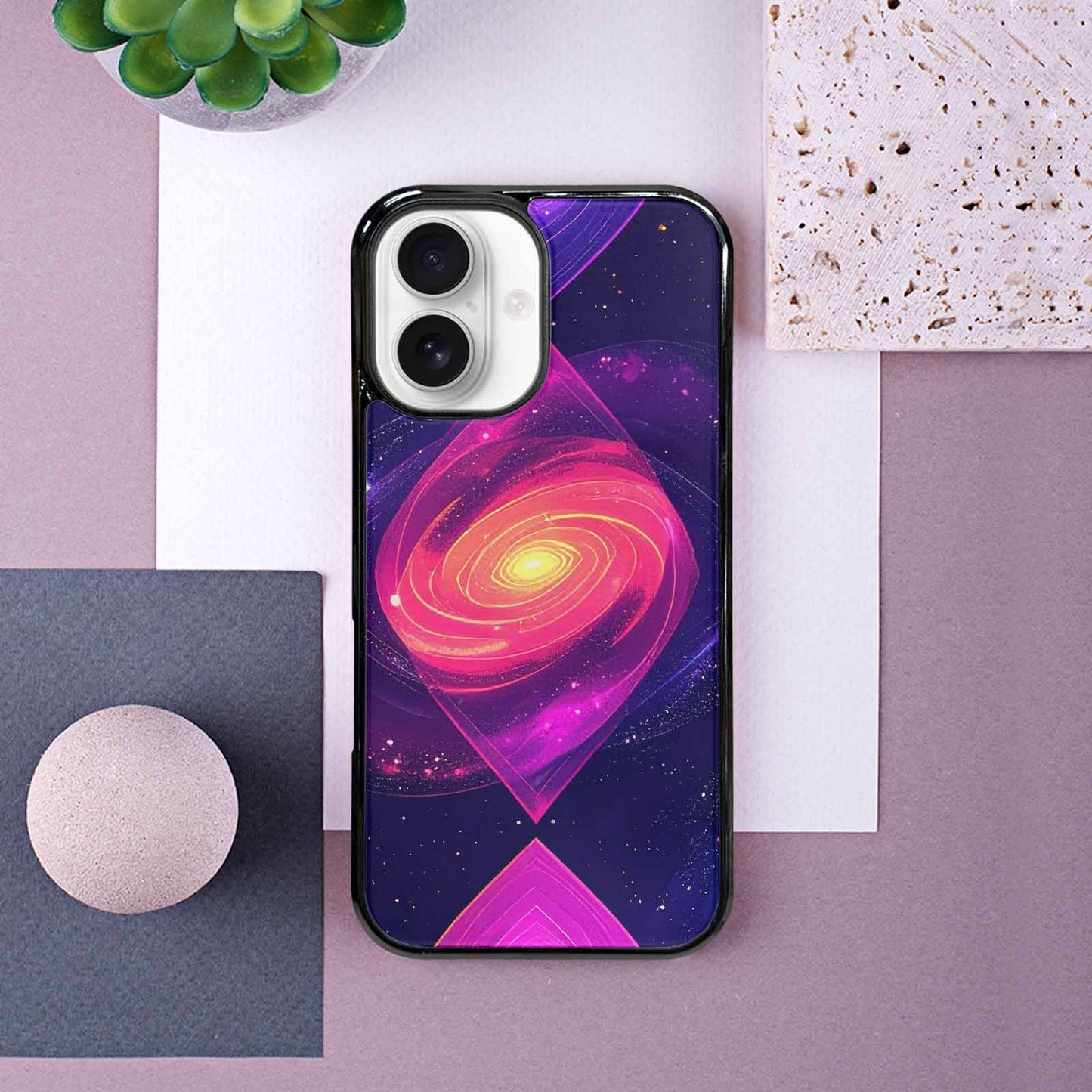 iPhone 16 Case — Rose Galaxy Art Seamless Pattern Vibrant, Custom Phone Case