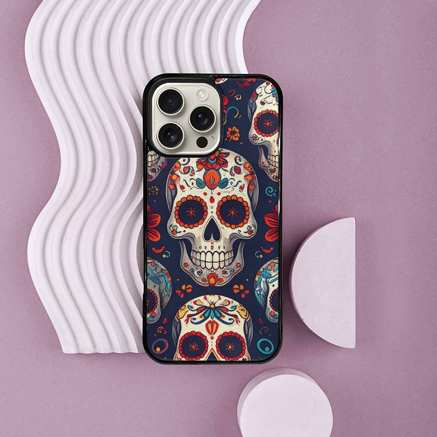 iPhone 16 Pro Max Case — Day Dead Sugar Skull Art 100s, Customized Protective Case