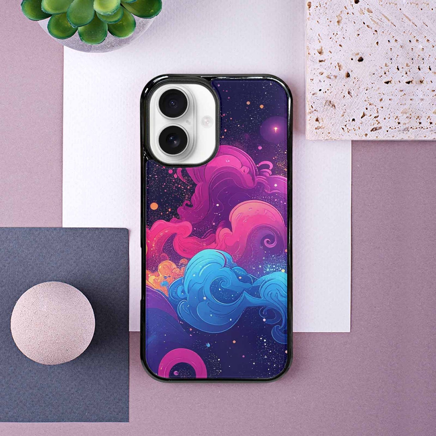 iPhone 16 Case — Rose Galaxy Art Seamless Pattern Vibrant, Personalized Phone Case