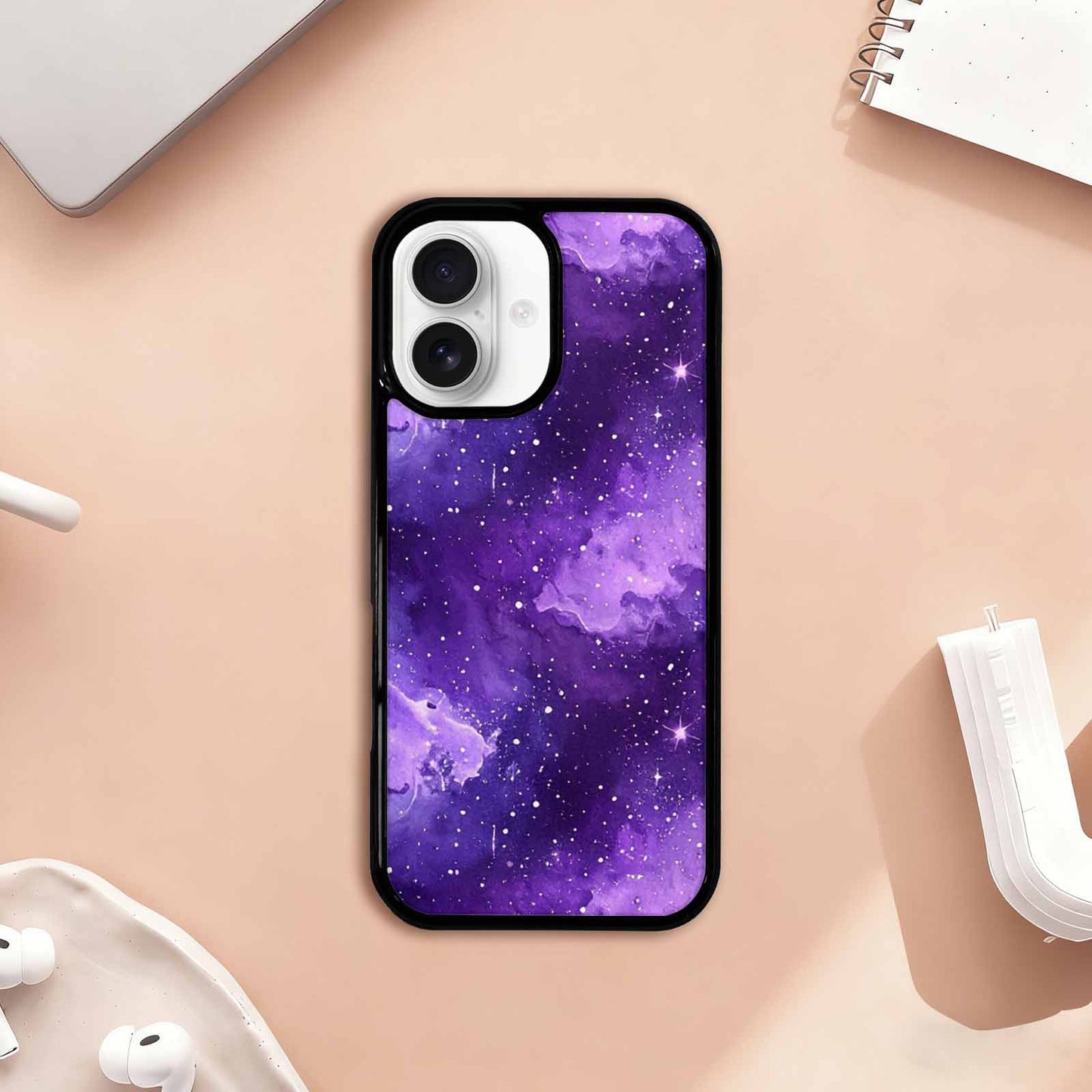 iPhone 17 Case — Galaxy Art Purple Nebula Galaxy Space, Custom Designed Case Cover