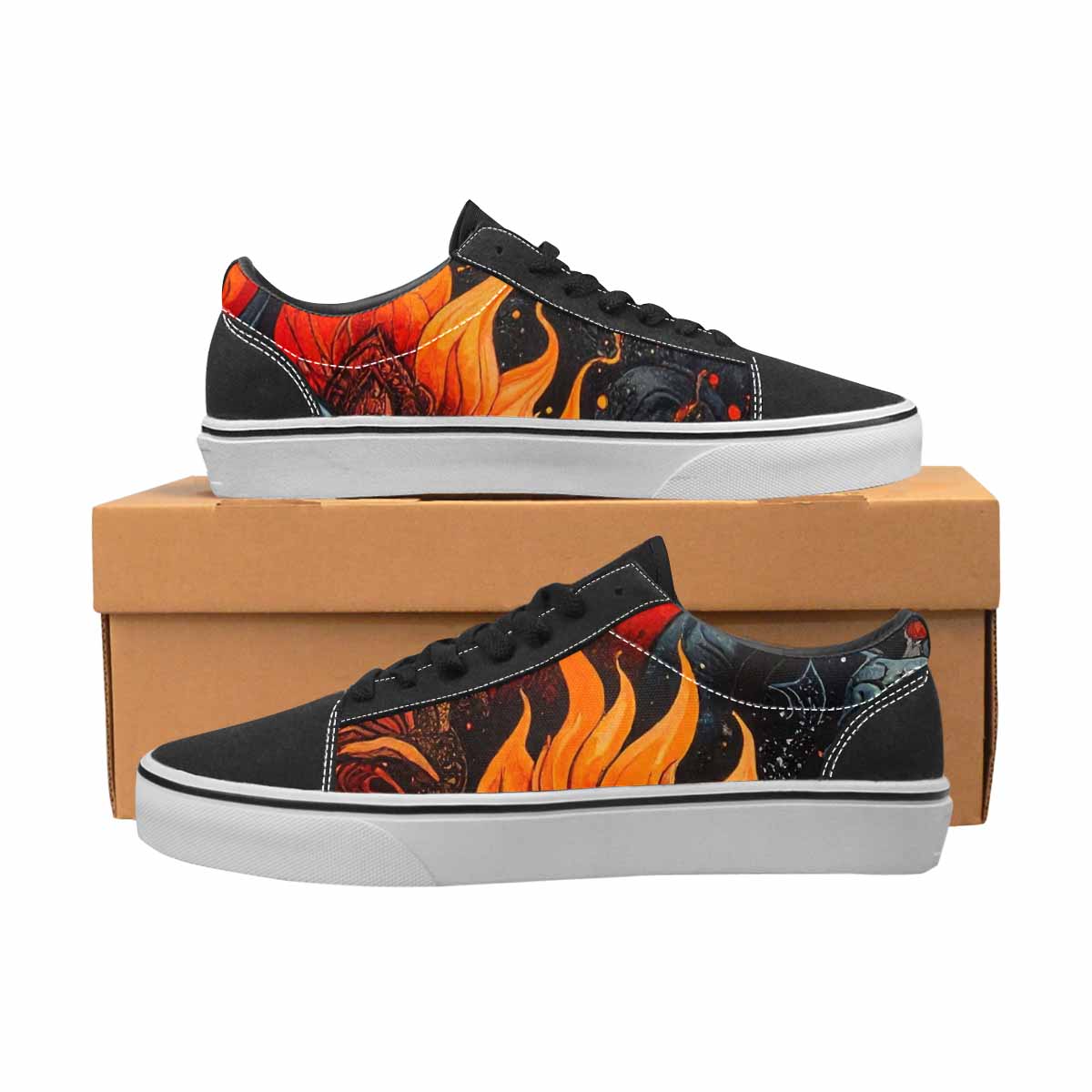 WOMEN'S Flame Burst Lace-Up Canvas Dreamlike Custom Shoes