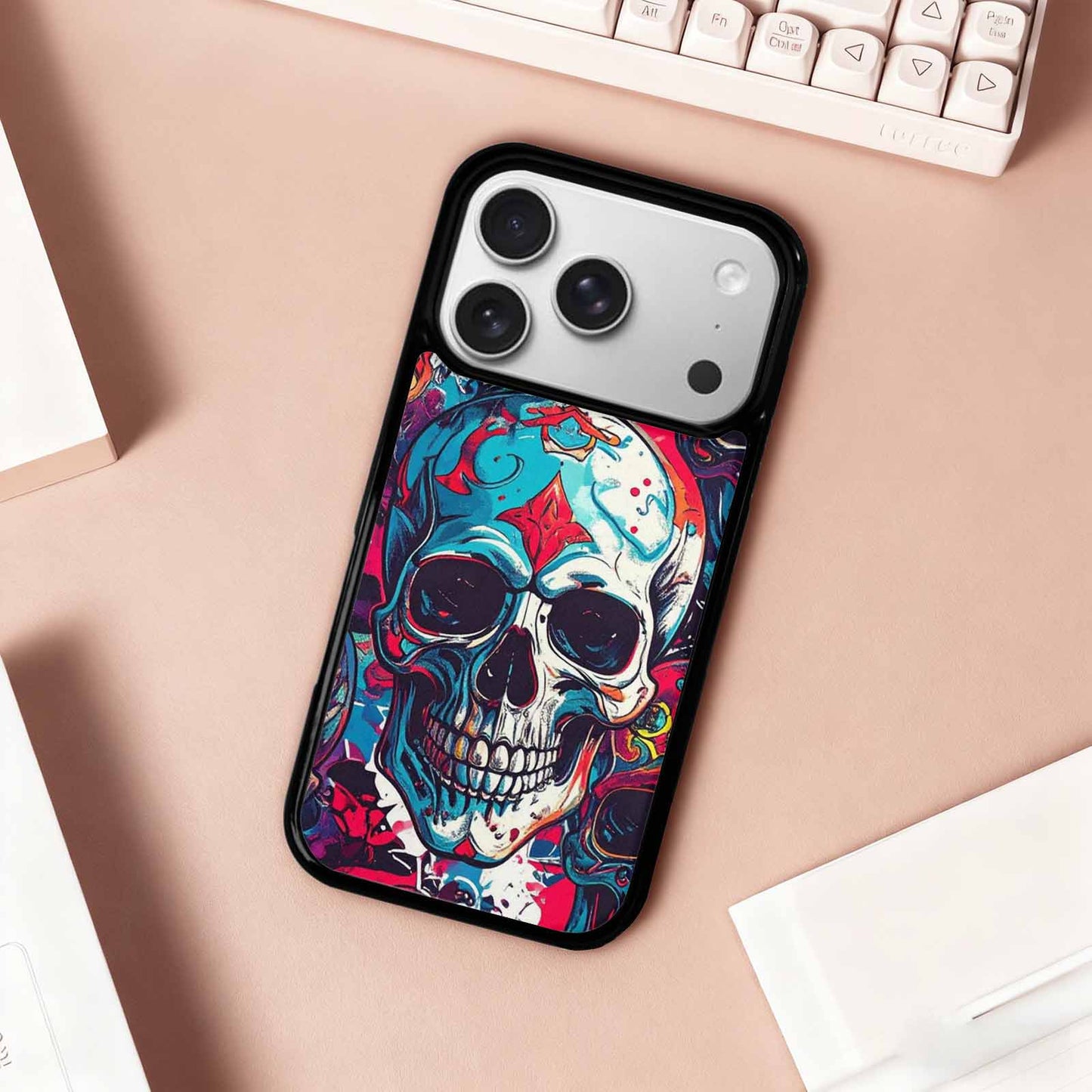 iPhone 17 Pro Case — Graffiti Skull Art Seamless Pattern Gothic, Custom Printed Phone Case