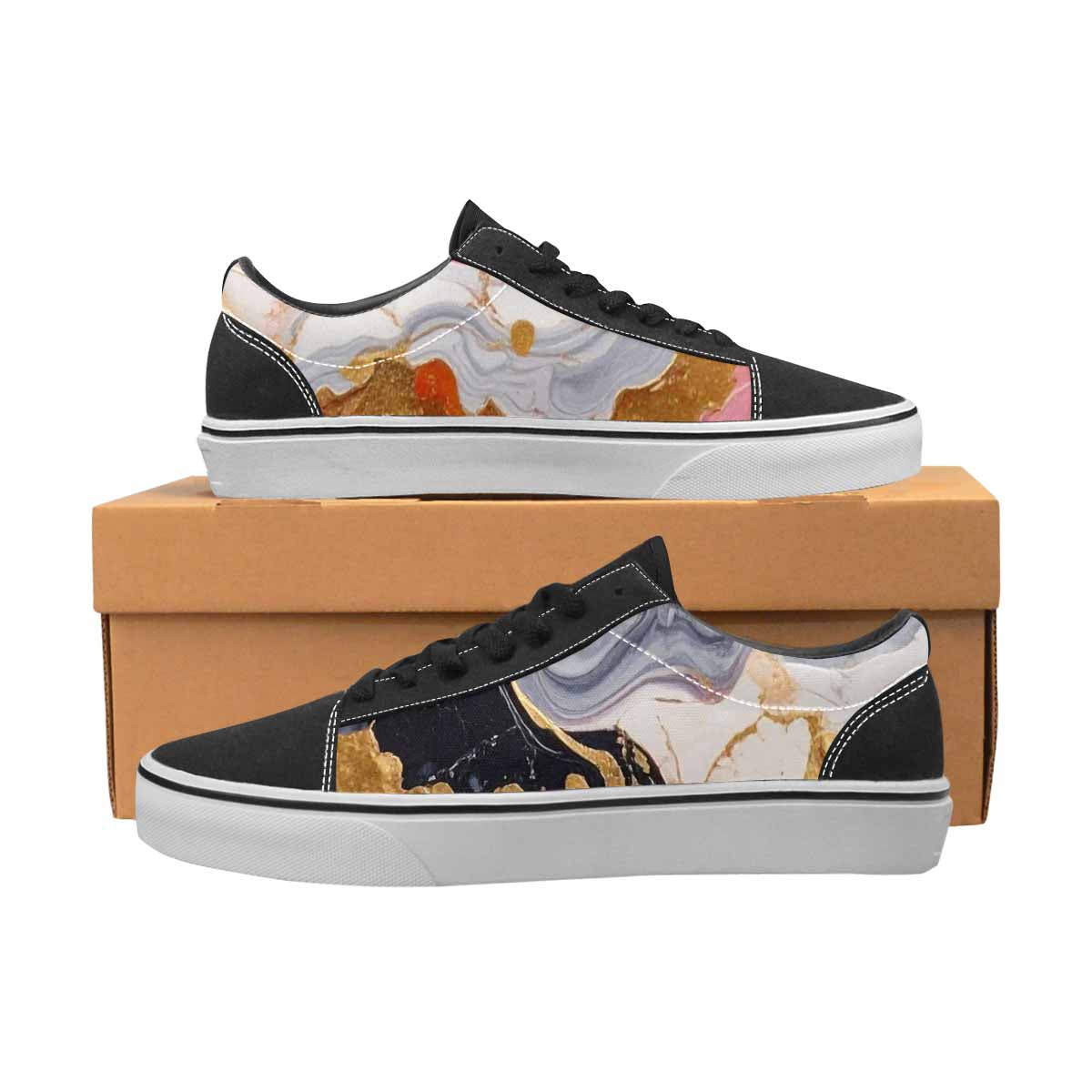 WOMEN'S Marble Vein Lace-Up Canvas Aesthetic Custom Shoes