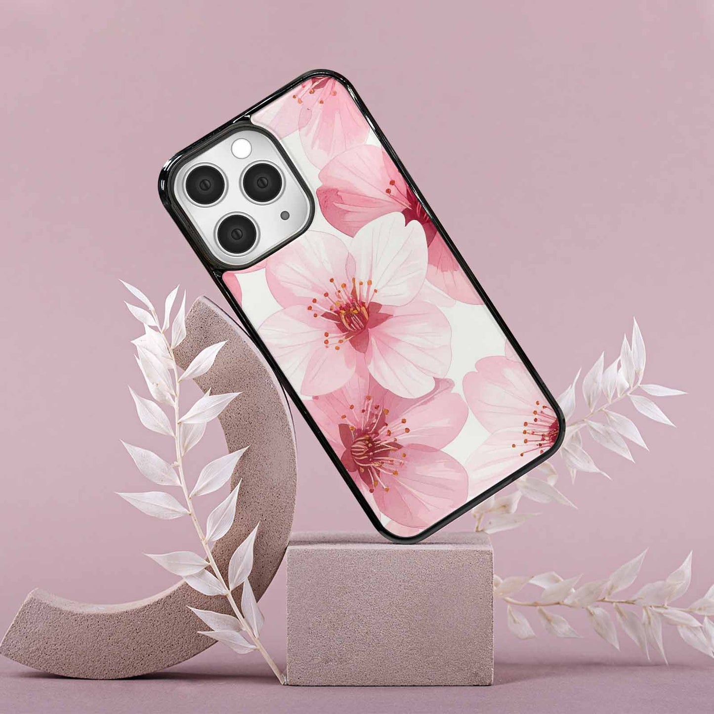iPhone 15 Pro Max Case — Japanese Cherry Blossom Pattern Sakura Flowers, Personalized Phone Case