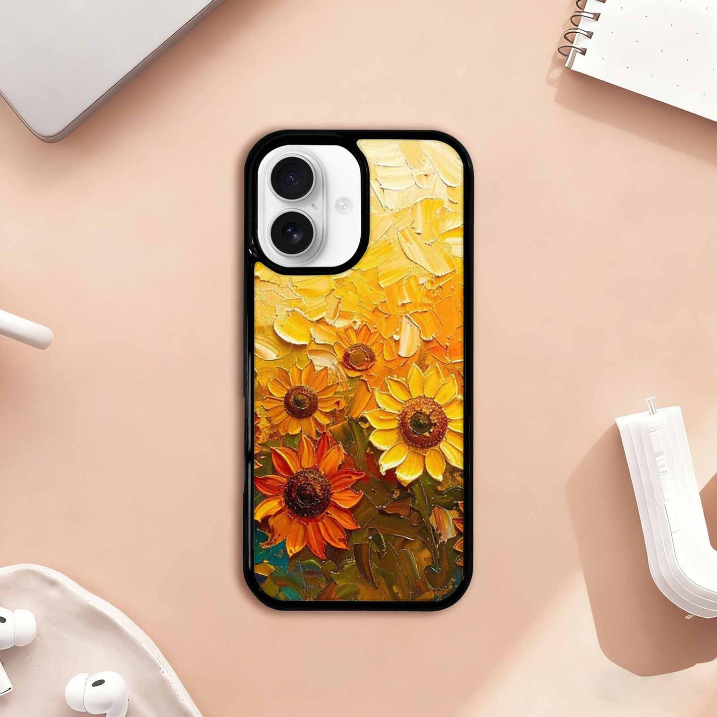 iPhone 17 Case — Impressionist Sunflower Brushstroke Pattern Floral, Custom Phone Case