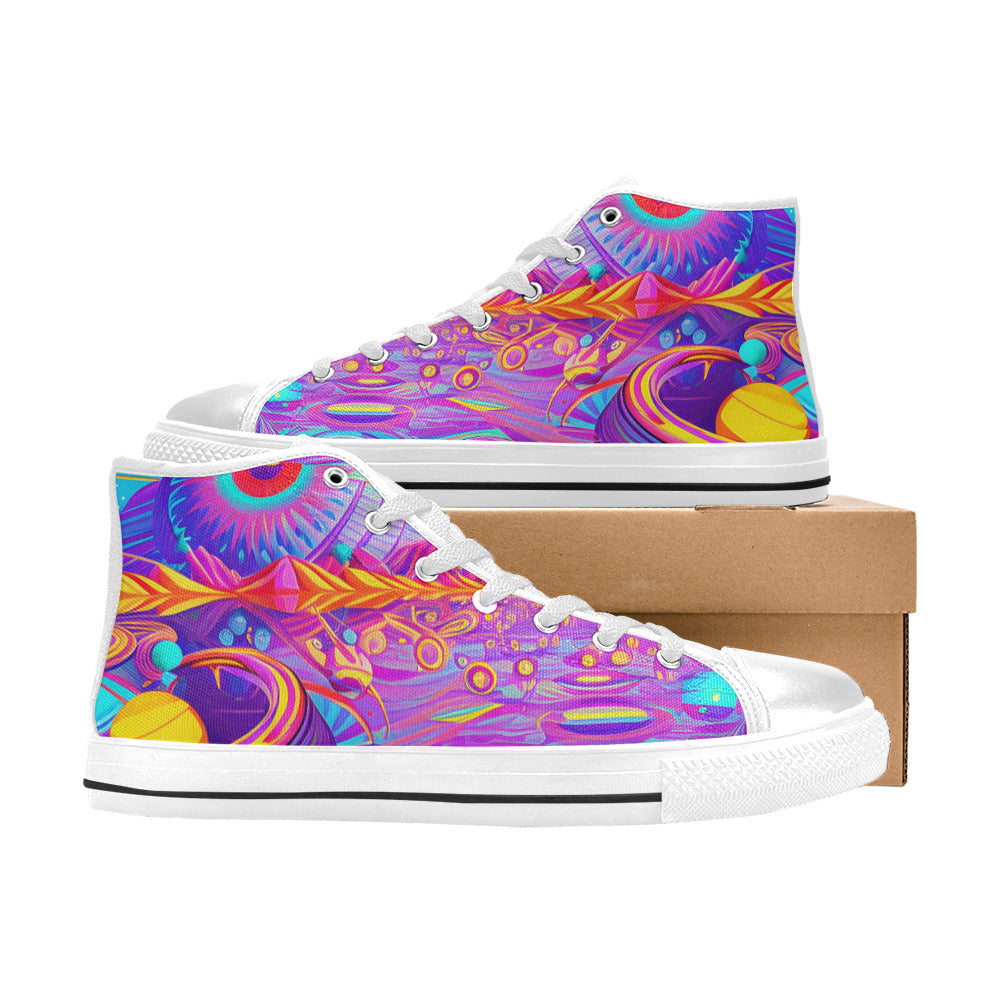 WOMEN'S Trip Art 3 High Top Canvas Wallpaper Art Sneakers