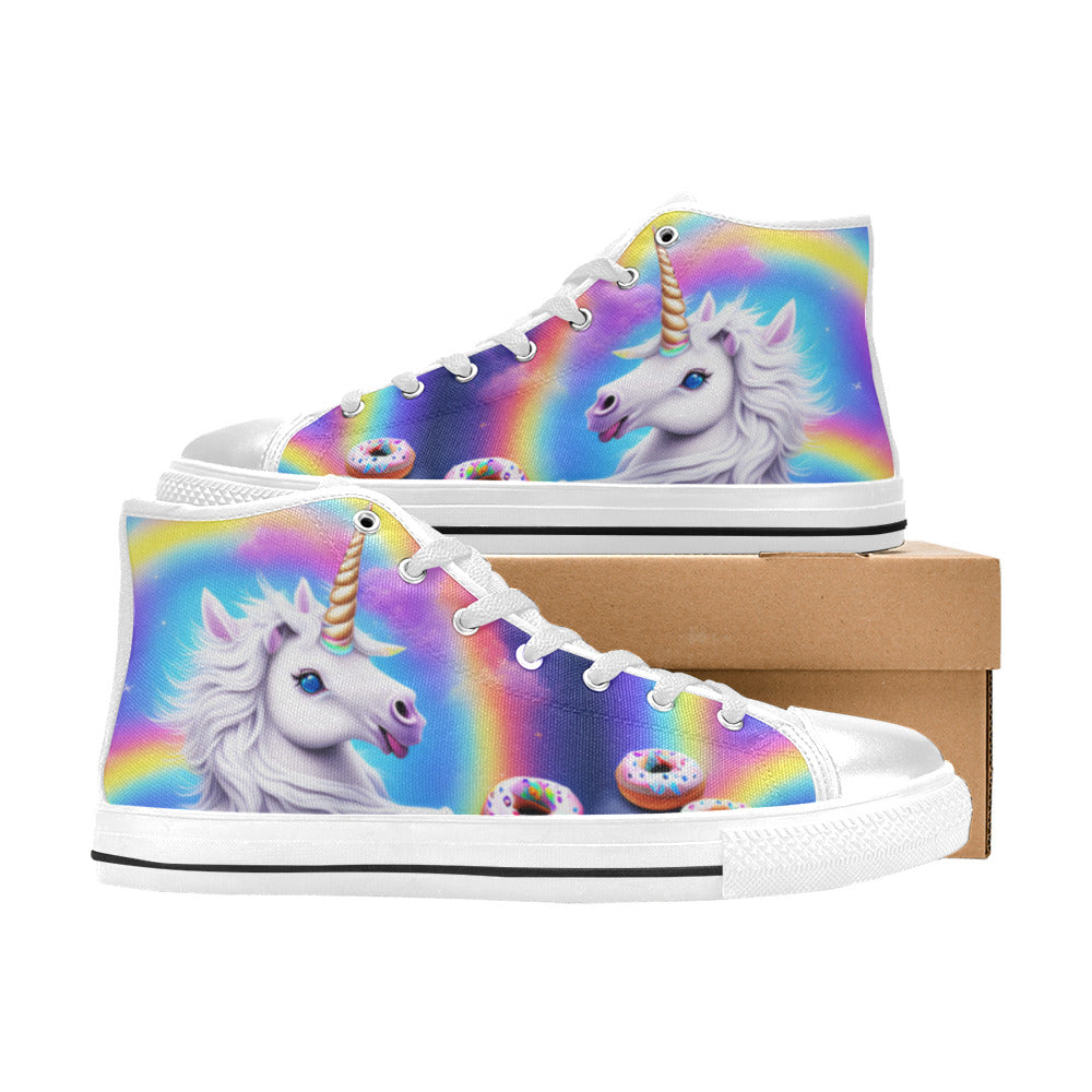 MEN'S Unicorn Donuts Men’S High Top Canvas Wallpaper Art Shoes