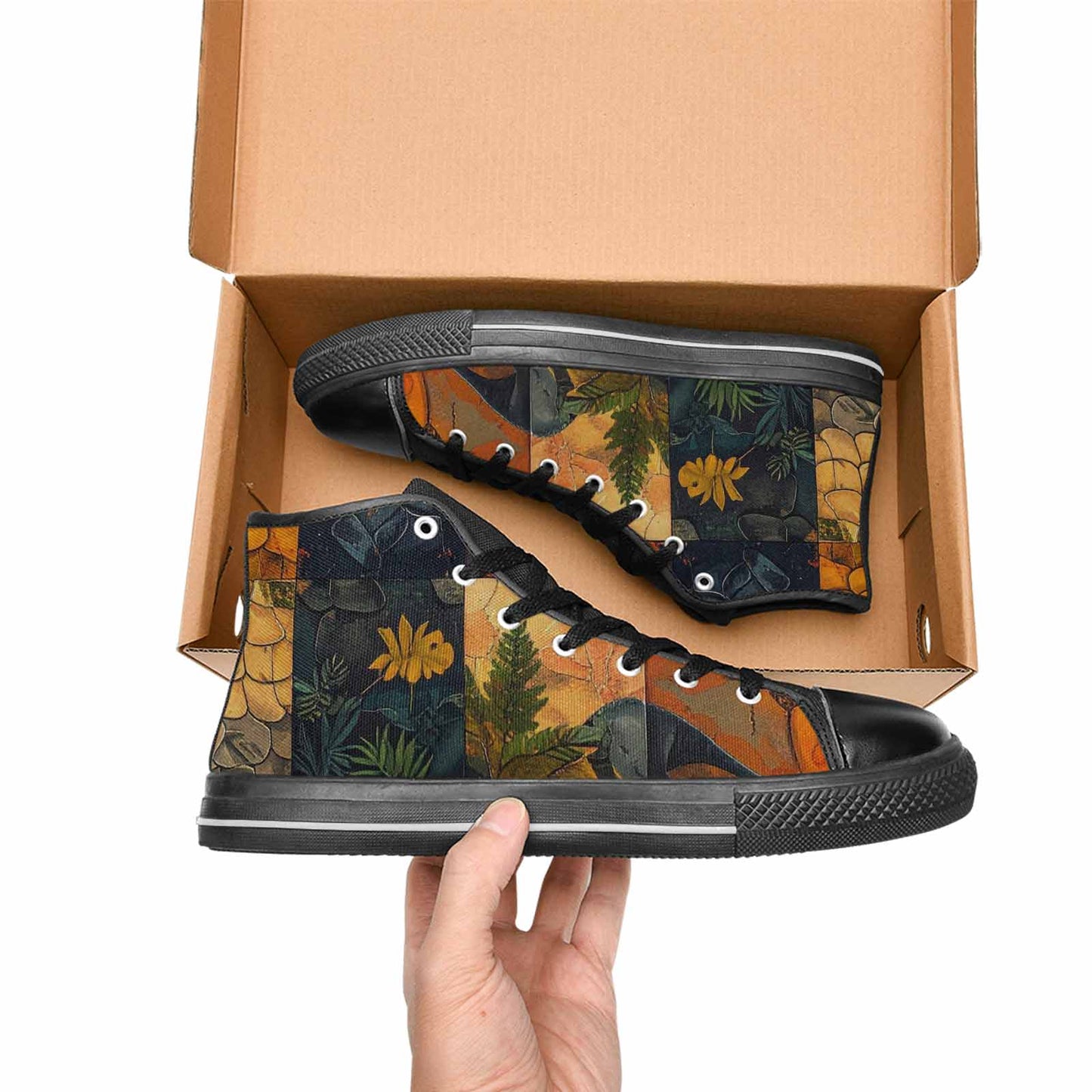 MEN'S Dinosaur Silhouette High Top Canvas Aesthetic Custom Sneakers