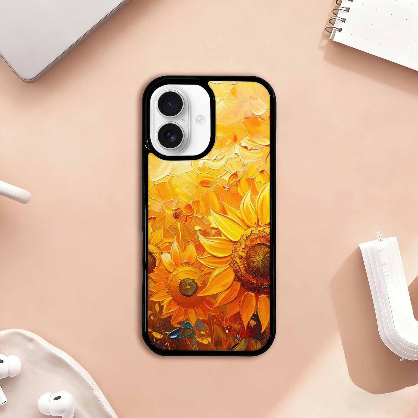 iPhone 17 Case — Impressionist Sunflower Brushstroke Pattern Floral, Custom Made Phone Cover