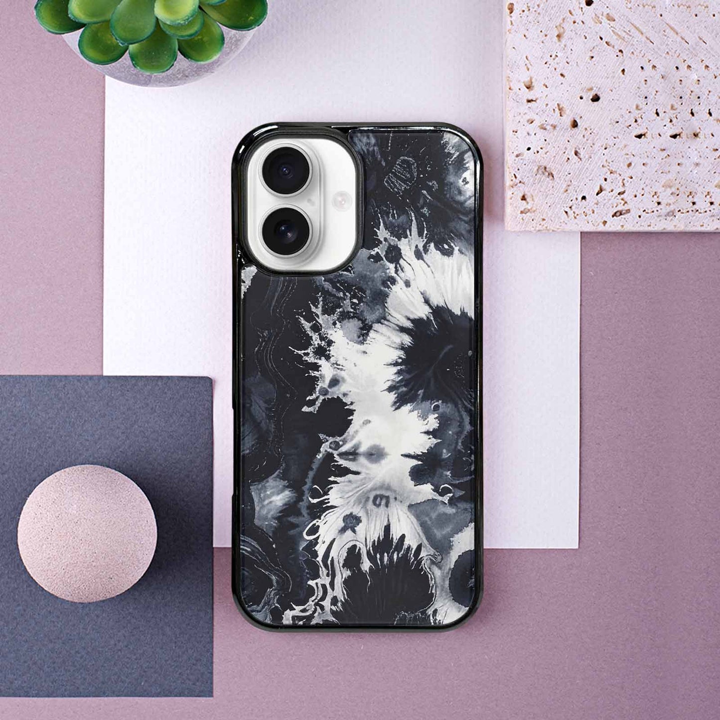 iPhone 16 Case — Black White Animal Print, Personalized Phone Case