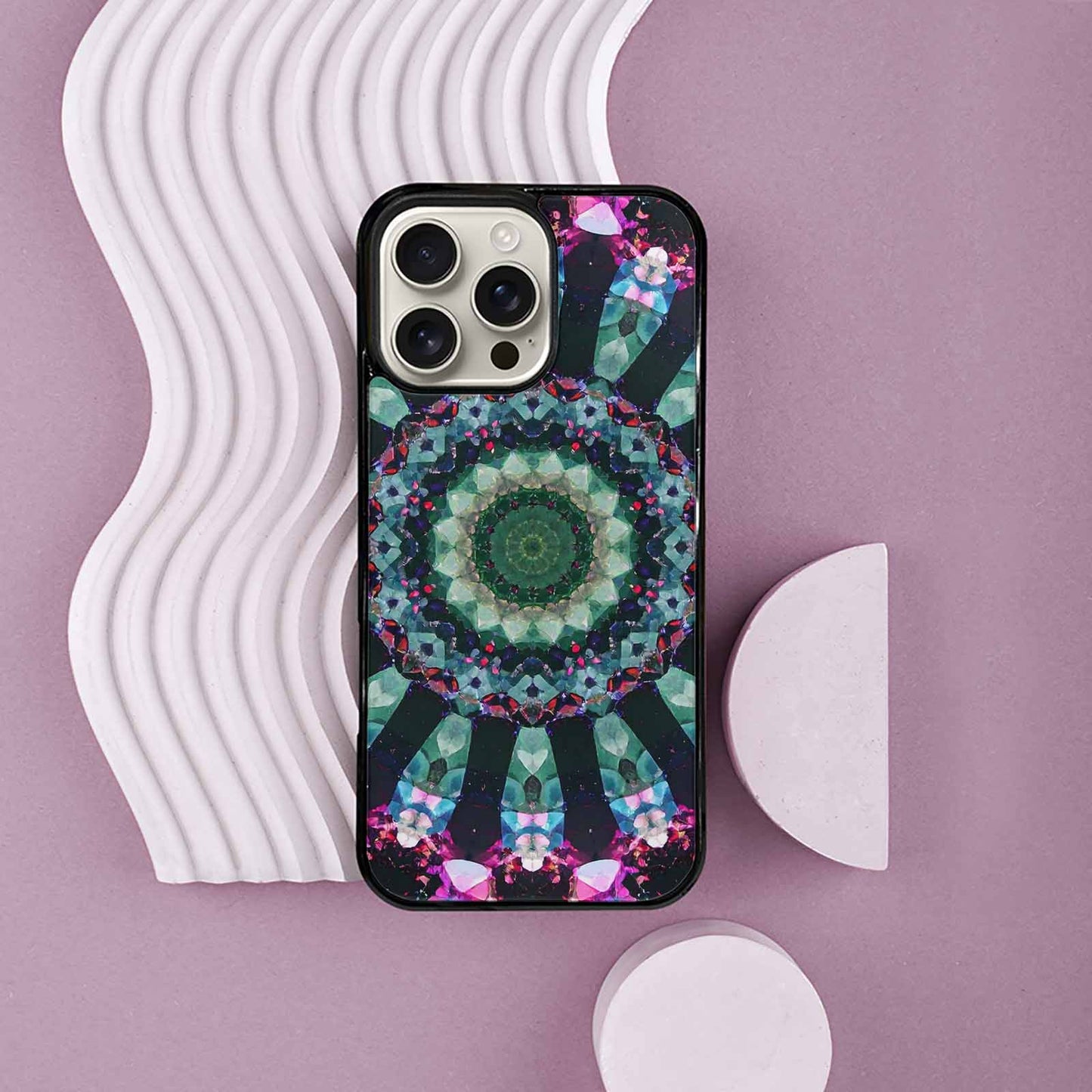 iPhone 16 Pro Max Case — Crystal Mandala Art Seamless Pattern Vibrant, Custom Made Phone Cover