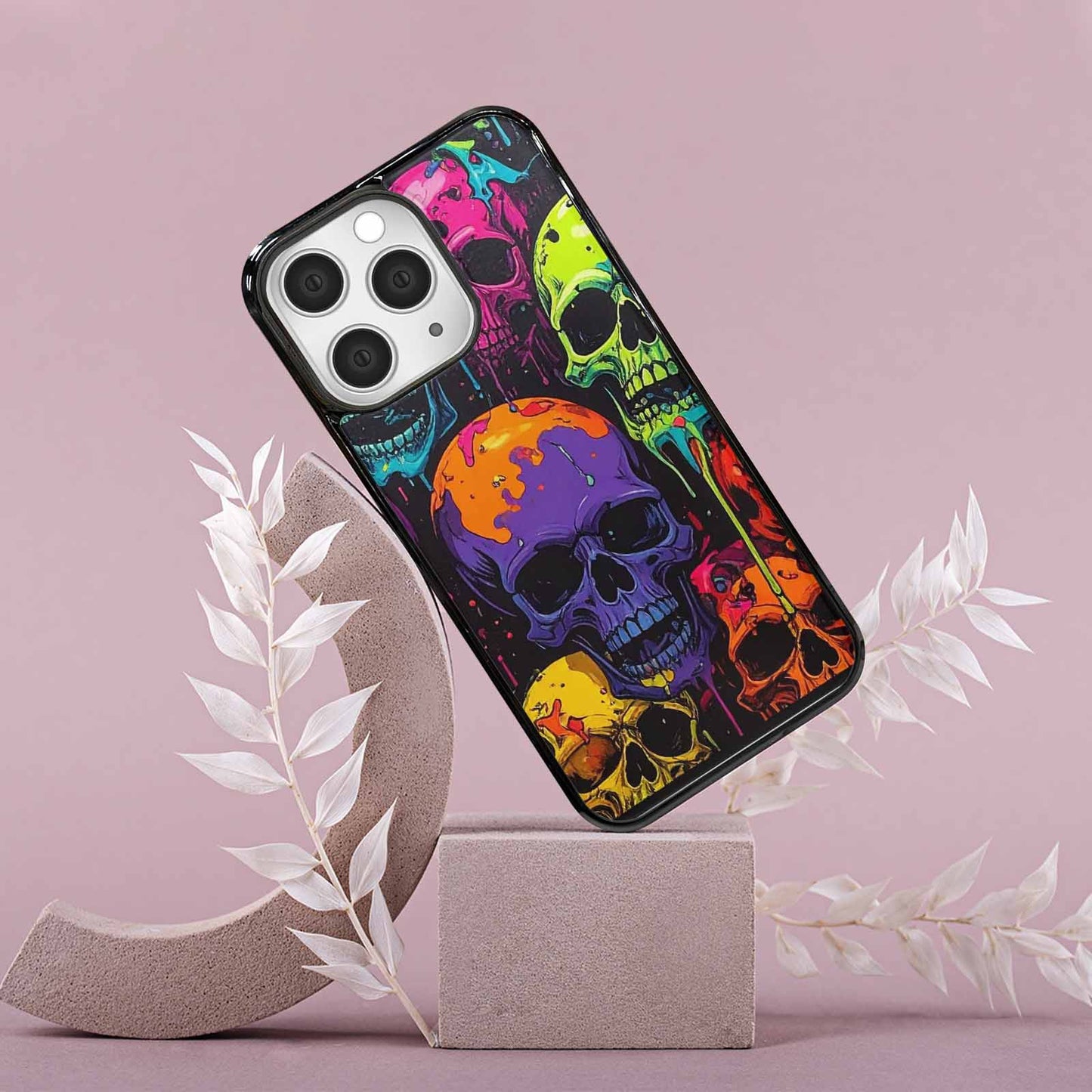 iPhone 15 Pro Max Case — Vibrant Camo 1000\'s Of Skeletons Neon, Original Design Phone Case