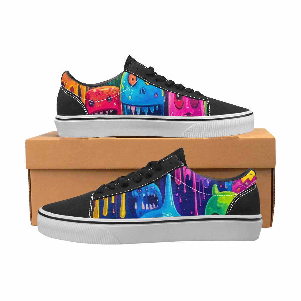 WOMEN'S Ice Cream Monsters Lace-Up Canvas Vivid Custom Sneakers