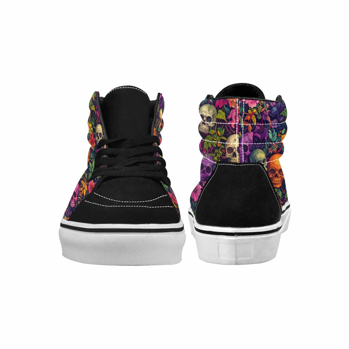 MEN'S Skulls Botanical Skulls High Top Canvas Vibrant Chaos Sneakers