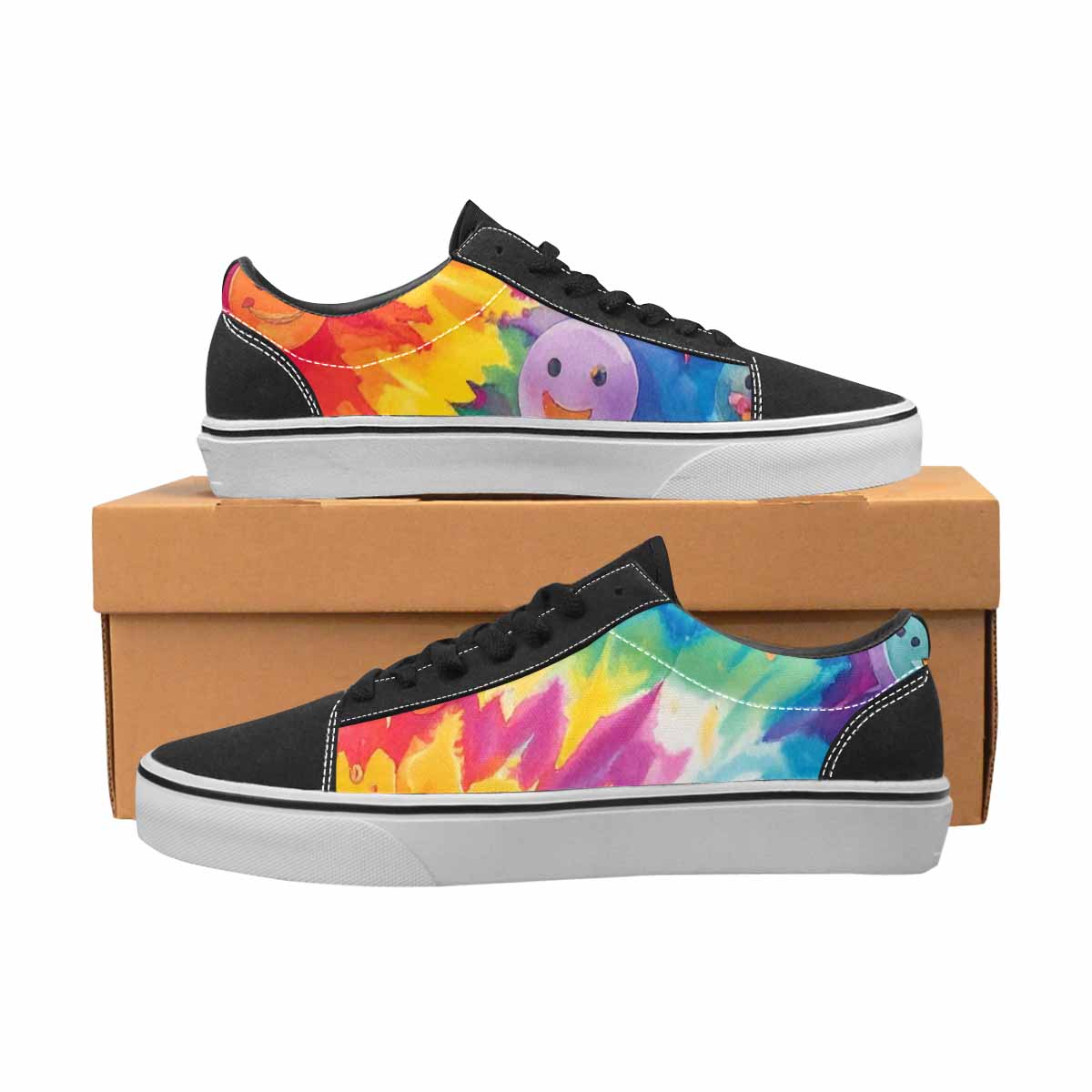 WOMEN'S Smiley Facessmiley Faces Lace-Up Canvas Kaleidoscope Custom Sneakers