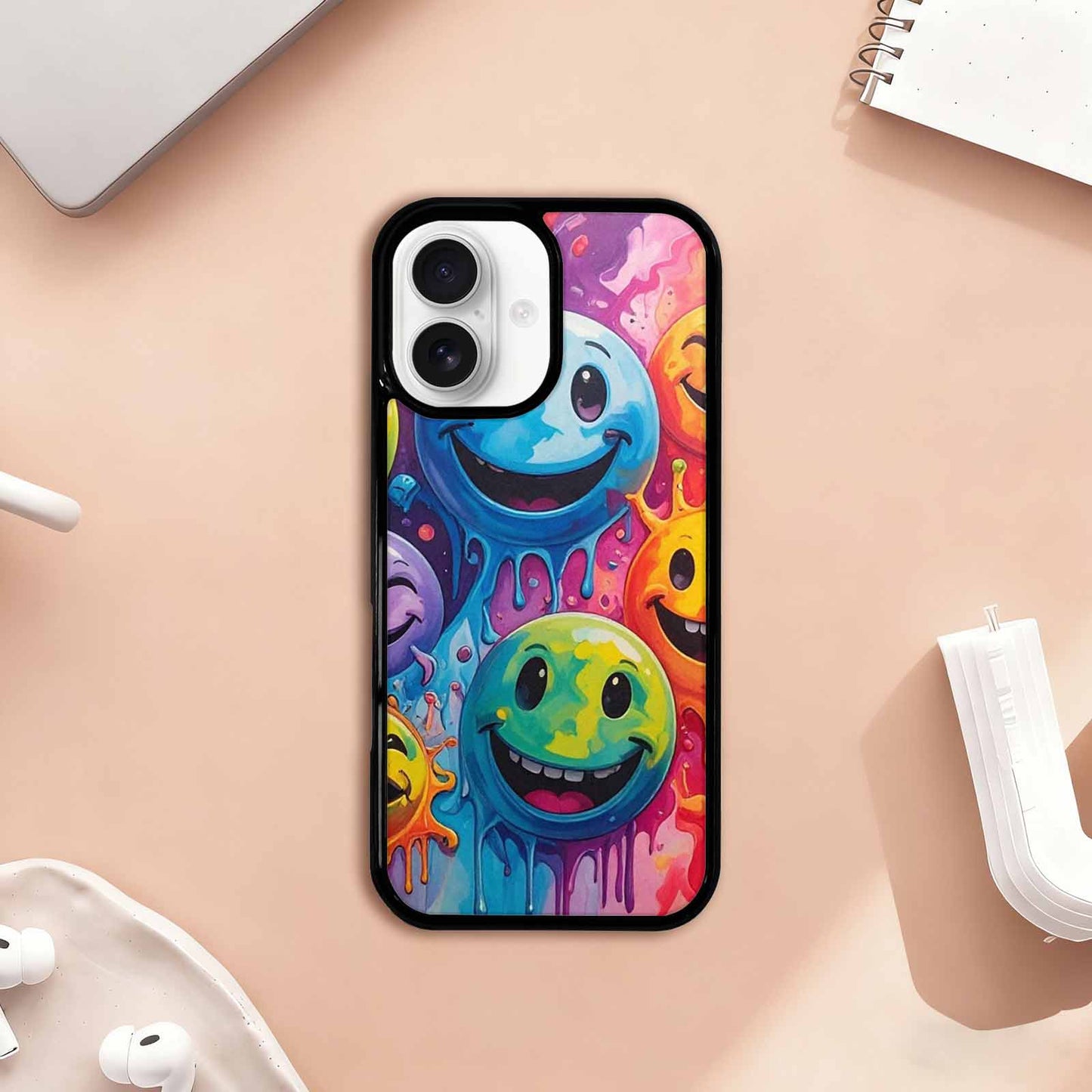 iPhone 17 Case — Smiley Facessmiley Faces Tie Original Art, Custom Printed Phone Case