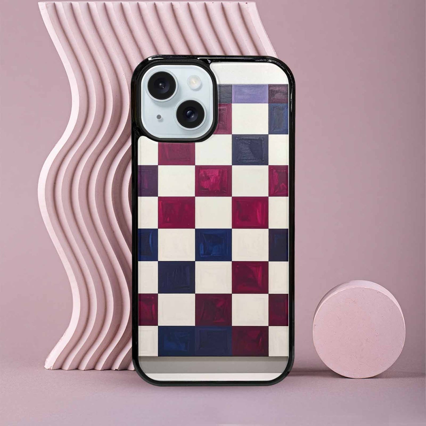 iPhone 15 Case — Checkerboard Print, Customized Protective Case