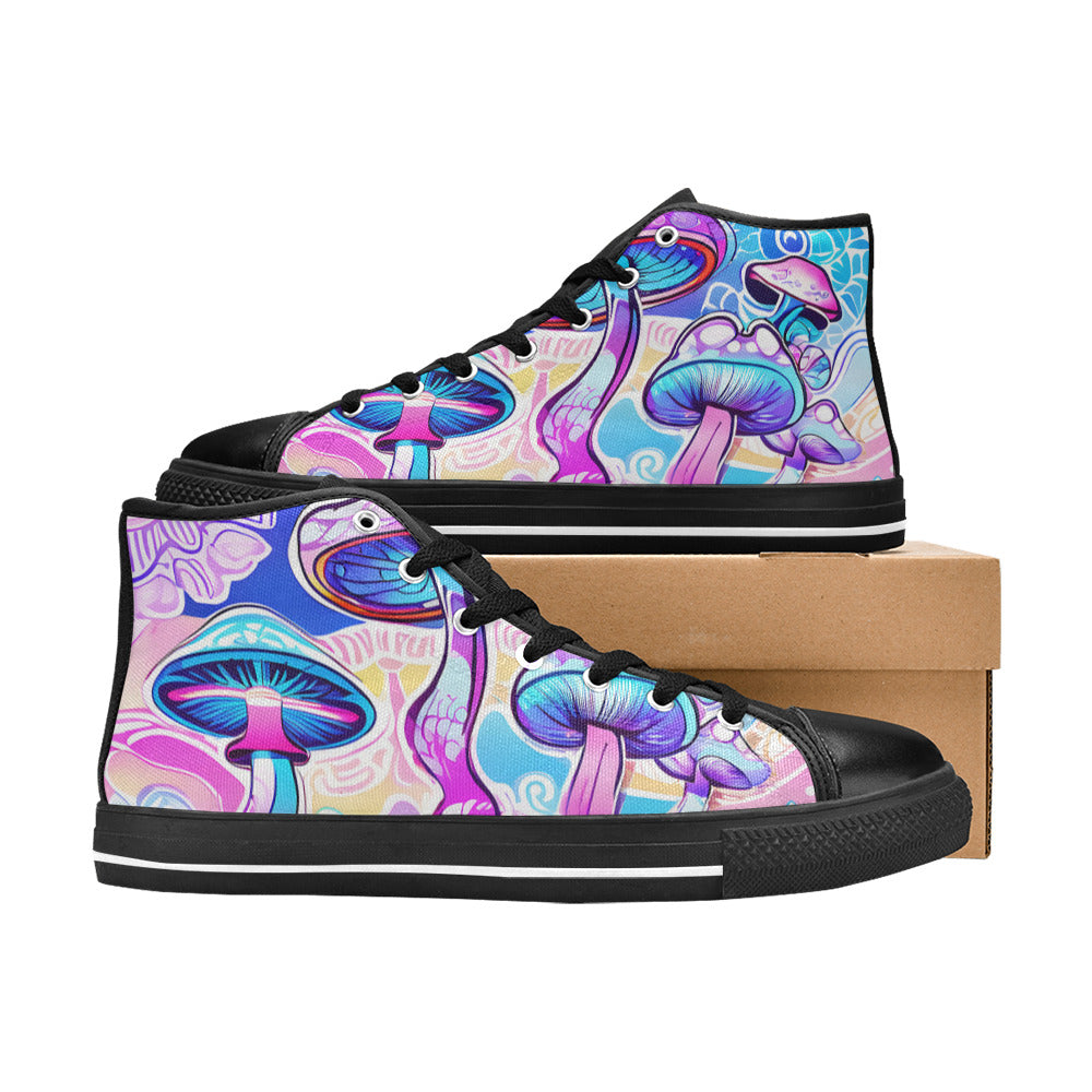 MEN'S Magic Mushrooms Art 4 High Top Canvas Wallpaper Art Shoes