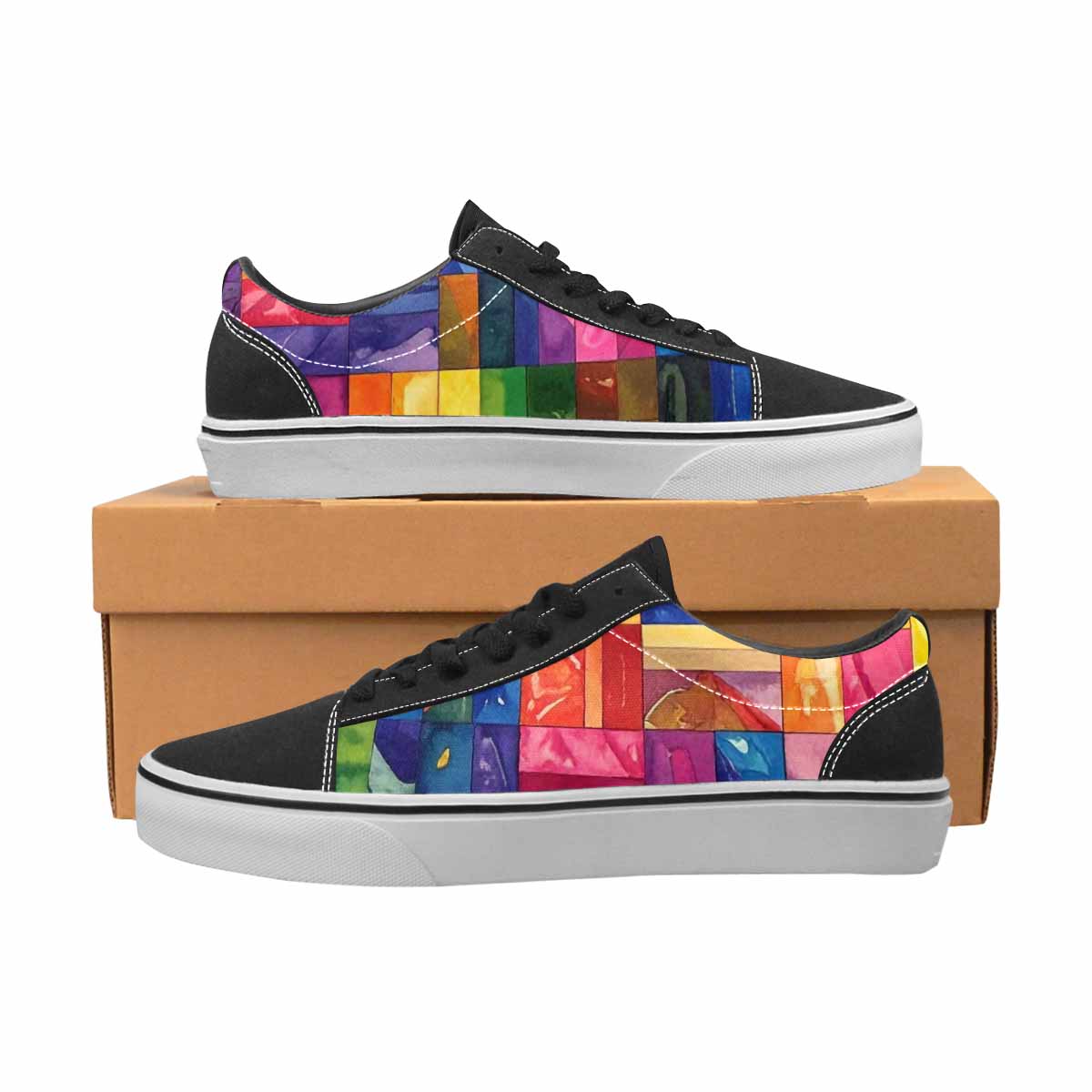 MEN'S Transgender Flag Color Canvas Lace-Up Vibrant Chaos Sneakers
