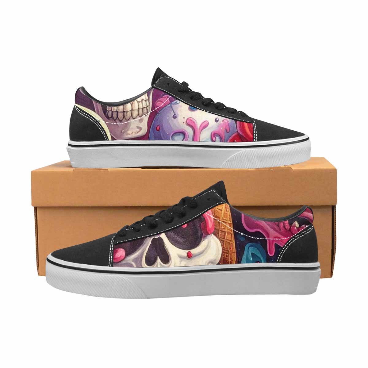 WOMEN'S Ice Cream Monsters Lace-Up Canvas Dreamlike Custom Shoes