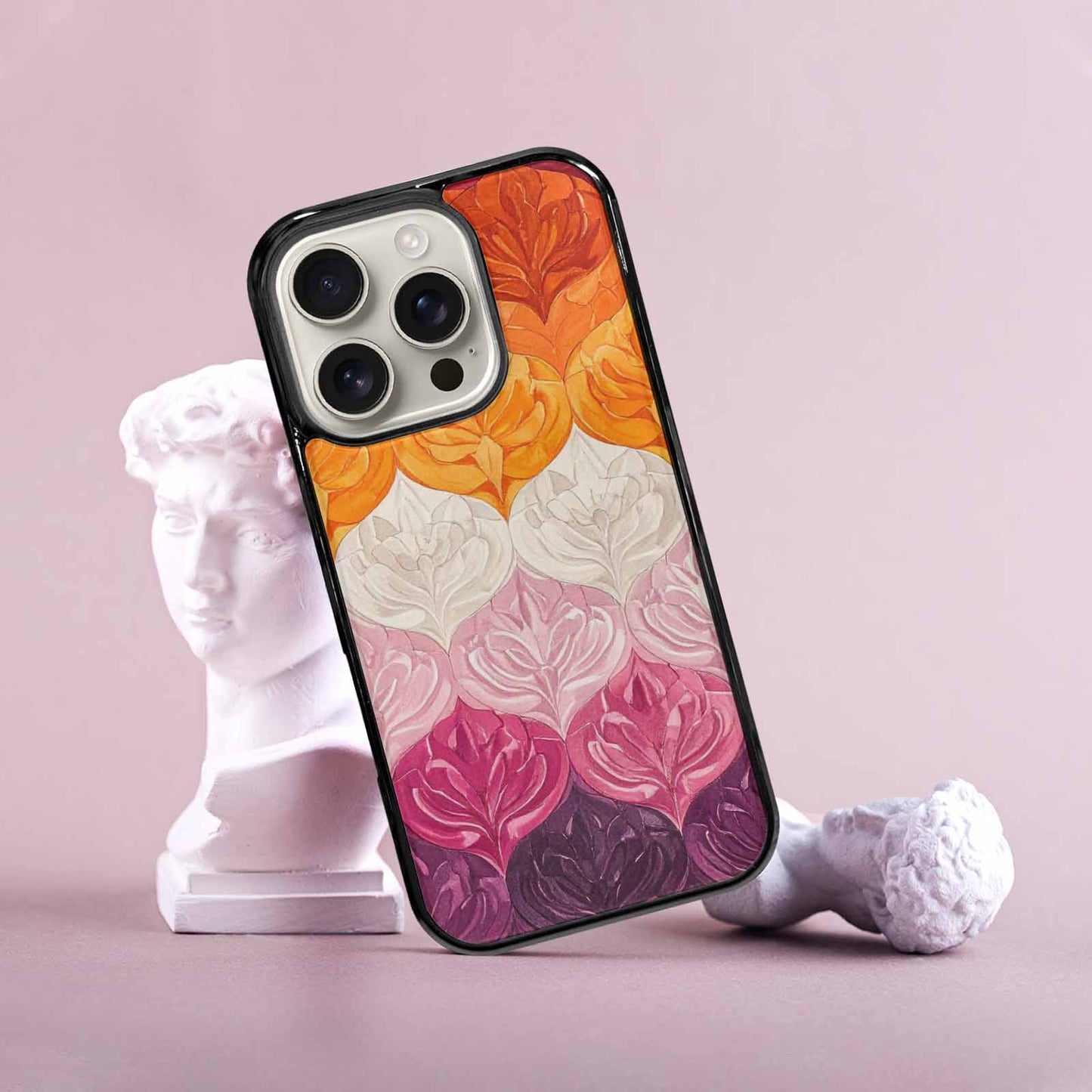 iPhone 16 Pro Case — Lesbian Flag Color Theme Small Rainbow, Original Design Phone Case