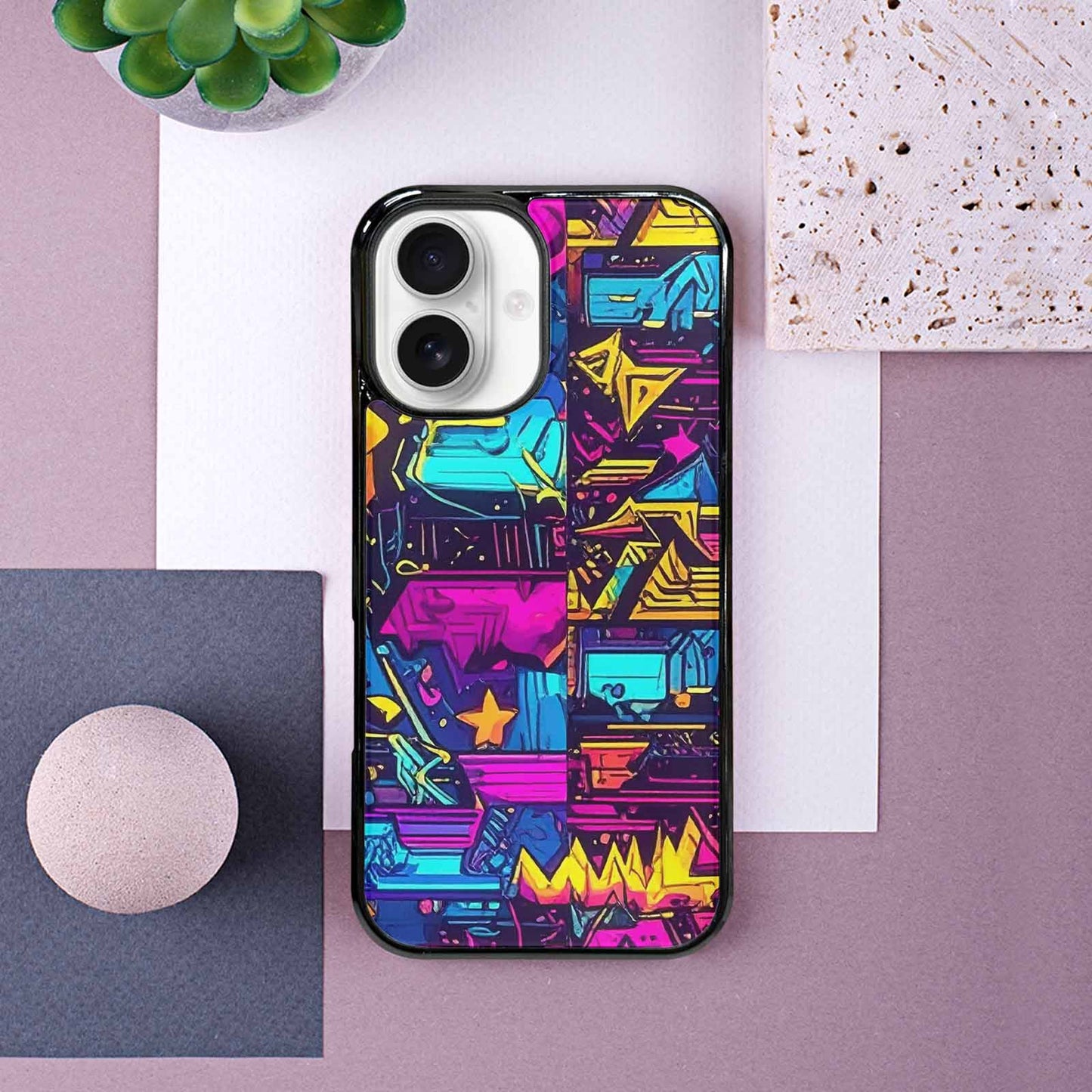 iPhone 16 Case — 80s Retro Motif 80s Retro Motifs, Customized Protective Case