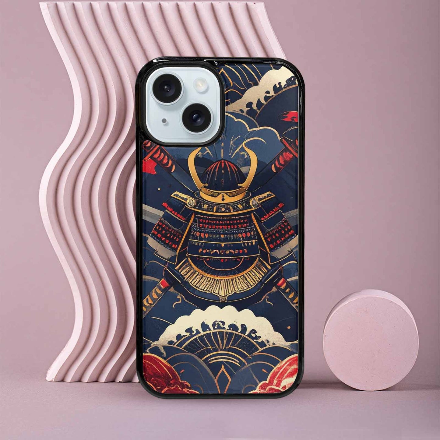 iPhone 15 Case — Samurai Art Repeat Pattern, Custom Art Phone Cover