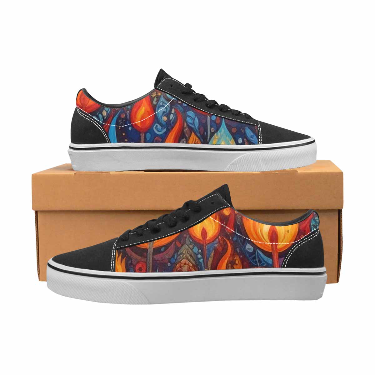 WOMEN'S Flame Burst Lace-Up Canvas Cottagecore Custom Sneakers