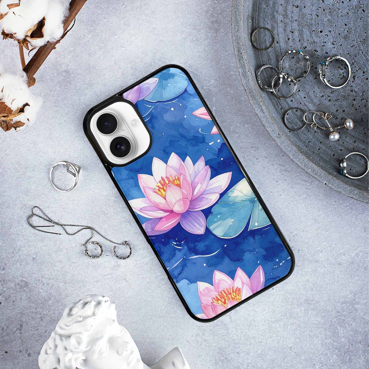 iPhone 16 Plus Case — Monet Water Lilies Painting Pattern, Custom Printed Phone Case