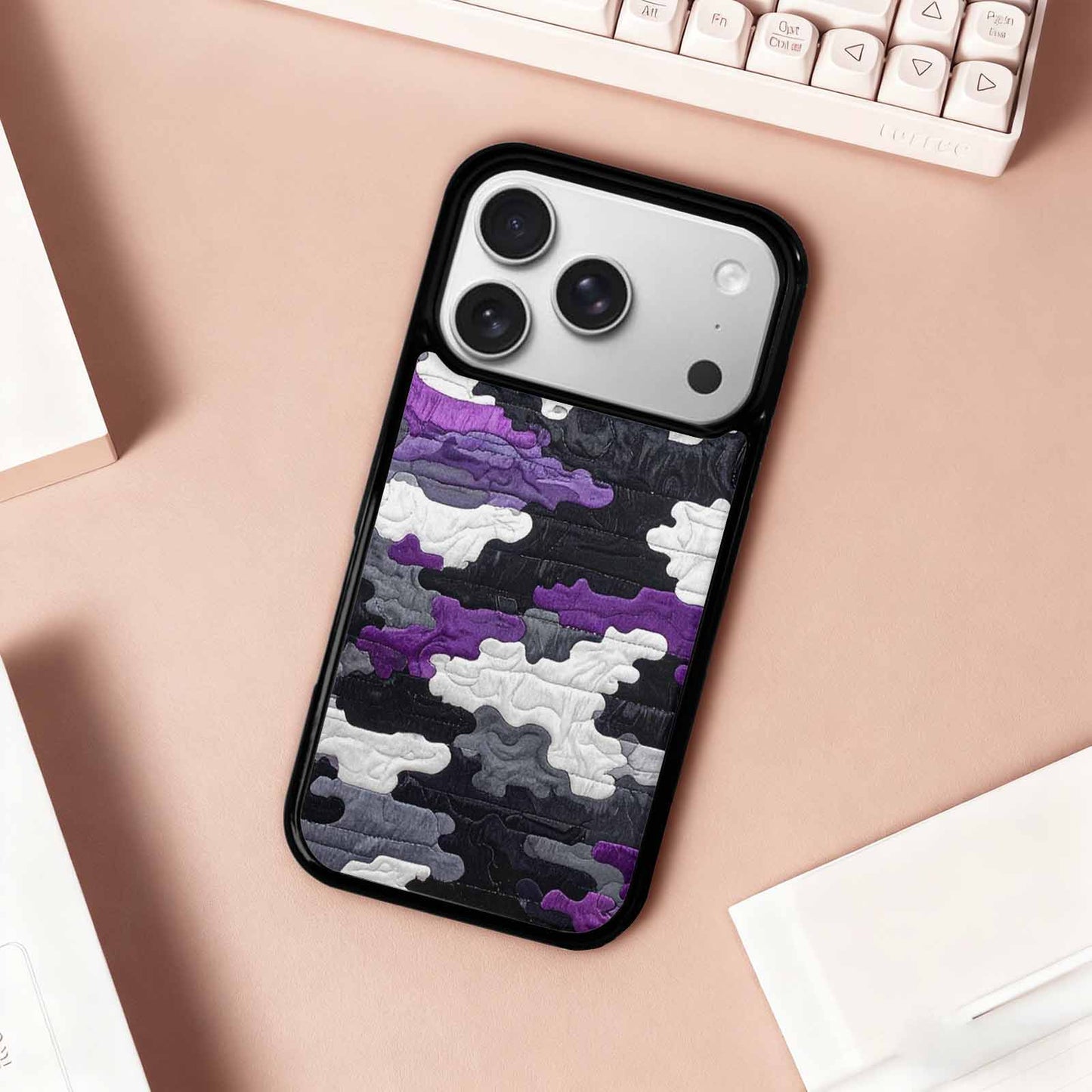 iPhone 17 Pro Case — Vivid Camo Asexual Pride Camo, Custom Phone Case