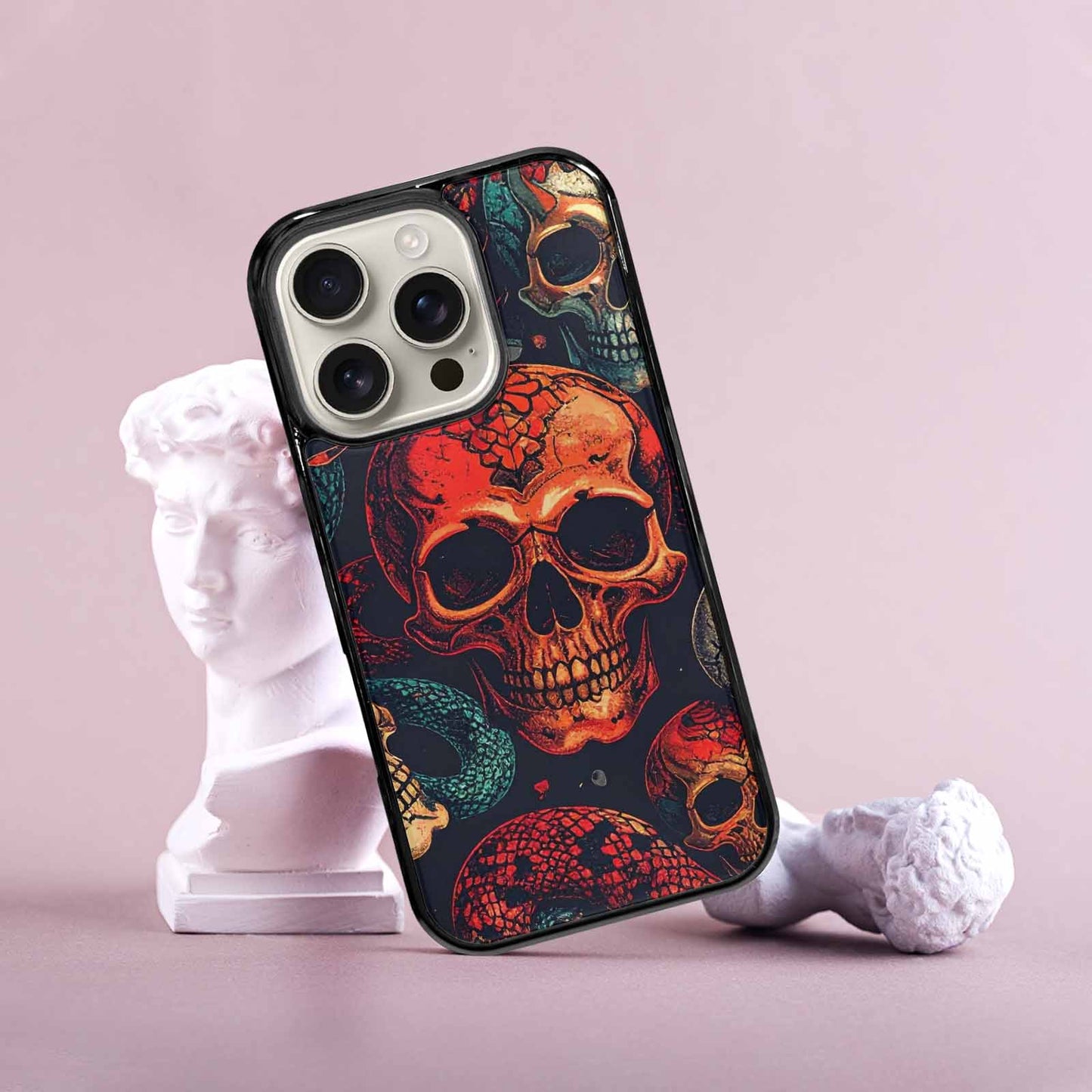 iPhone 16 Pro Case — Snake Skulls Print Custom, Custom Phone Case