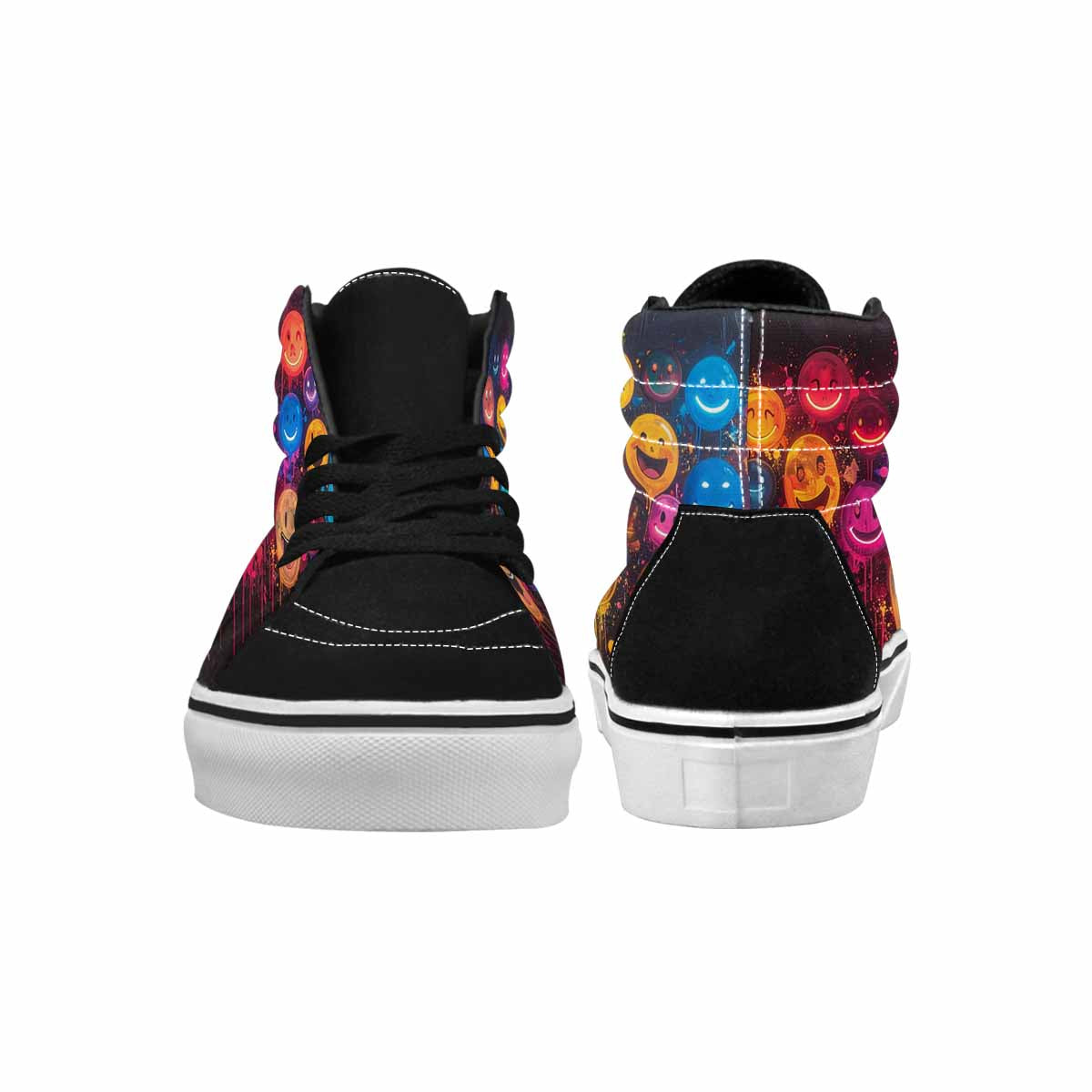 MEN'S Smiley Faces × Glow High Top Canvas Vibrant Chaos Sneakers