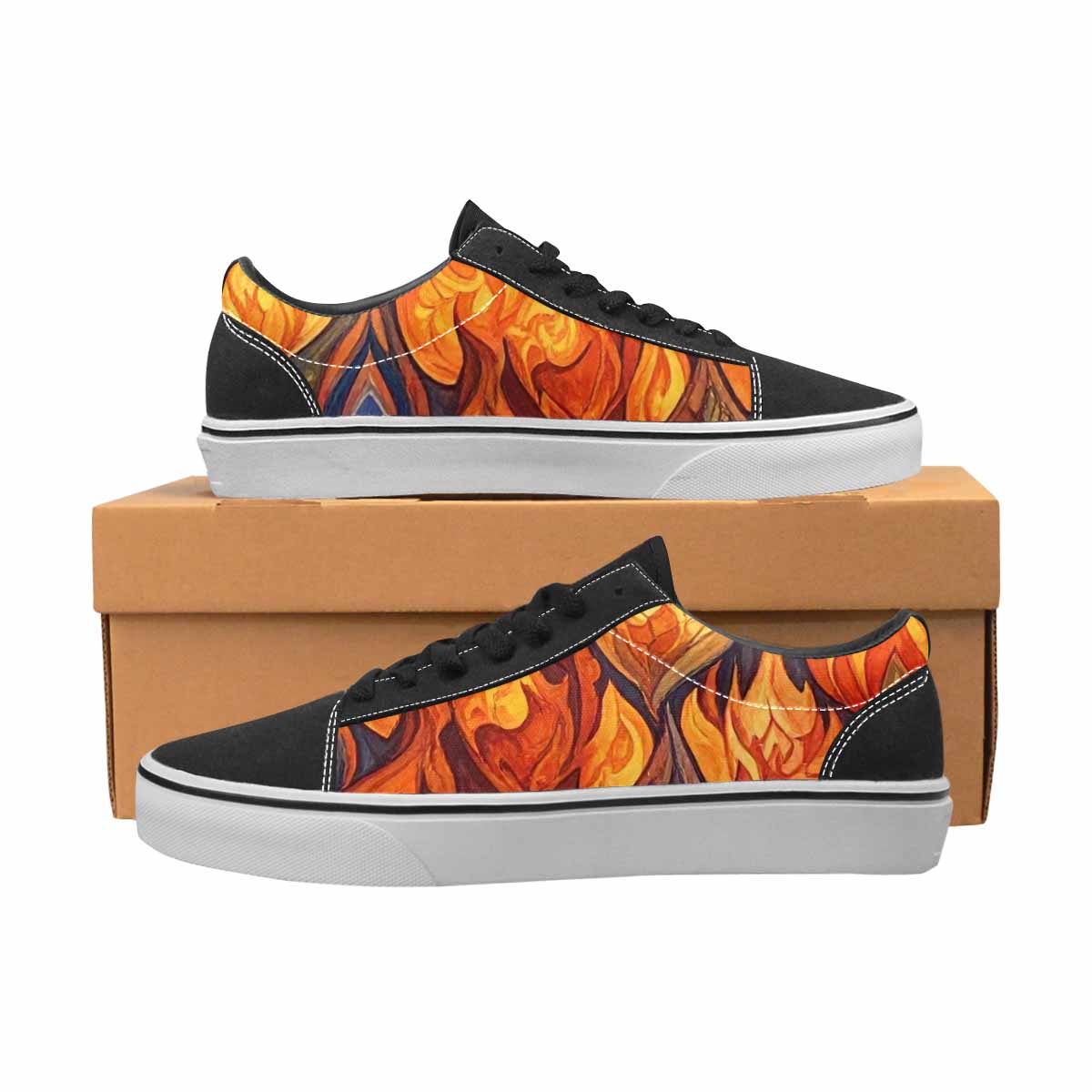 MEN'S Fire Flame Canvas Lace-Up Wallpaper Art Sneakers