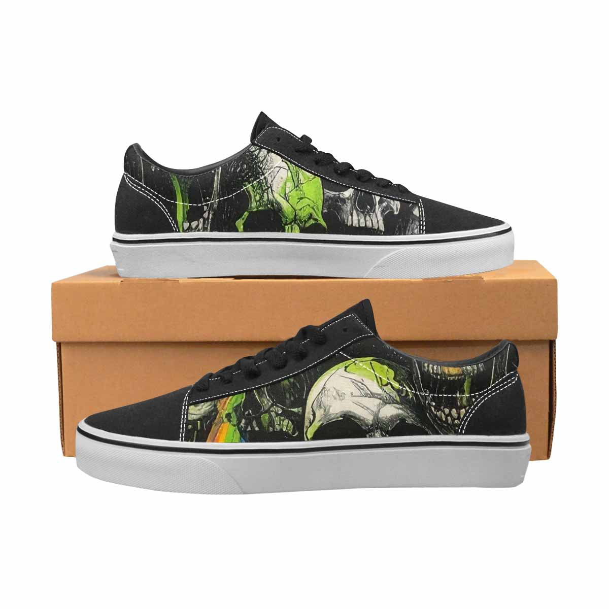 WOMEN'S Rainbow From Skull S Lace-Up Canvas Vibrant Chaos Sneakers