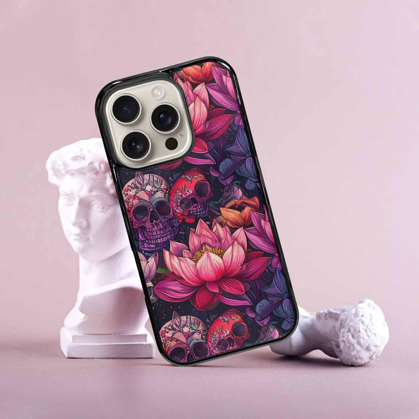 iPhone 16 Pro Case — Lotus Many Hundreds Of Skulls Art, Unique Phone Case Design