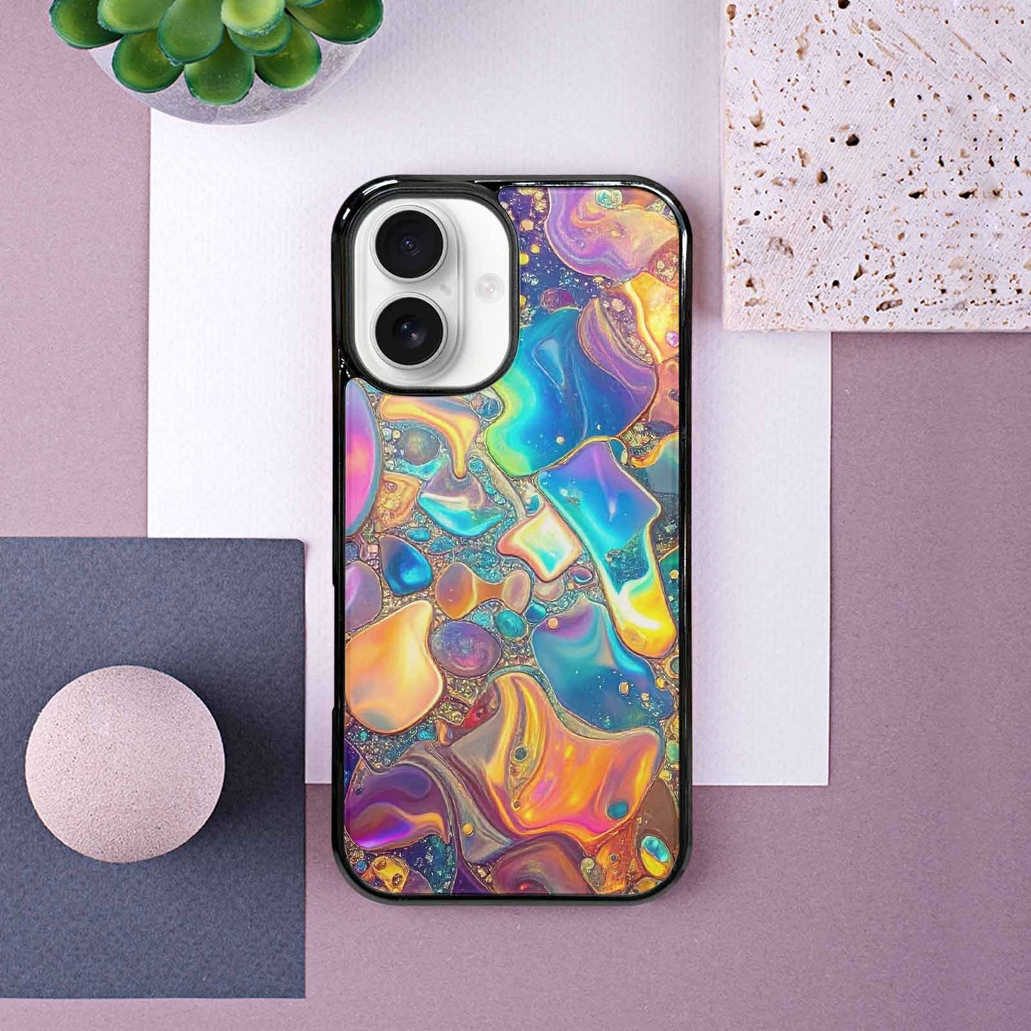 iPhone 16 Case — Holographic Iridescent Shimmer Pattern Hundreds Of, Custom Made Phone Cover
