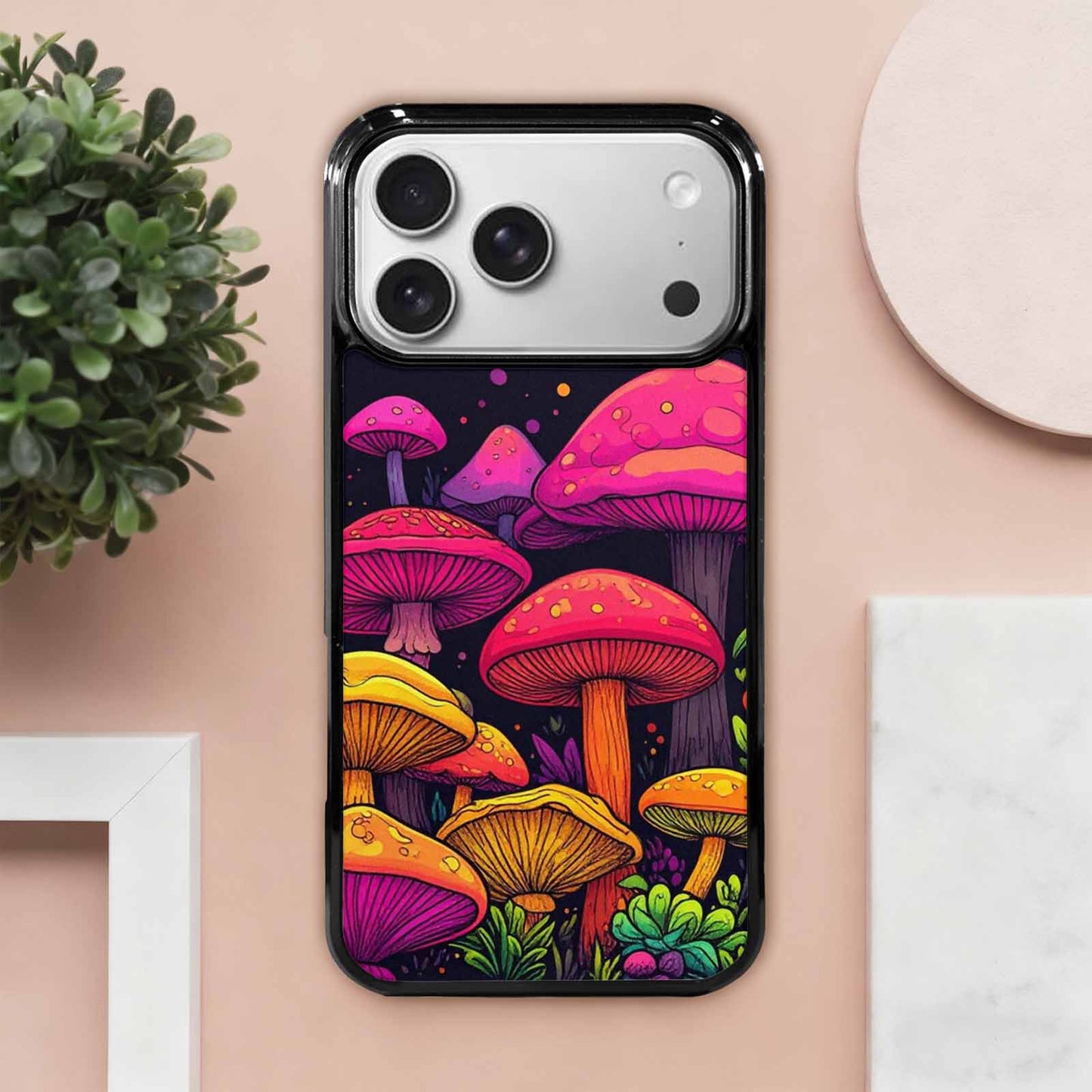 iPhone 17 Pro Max Case — Psychedelic Mushroom Cartoon Pattern Cartoon Cute, Custom Made Phone Cover