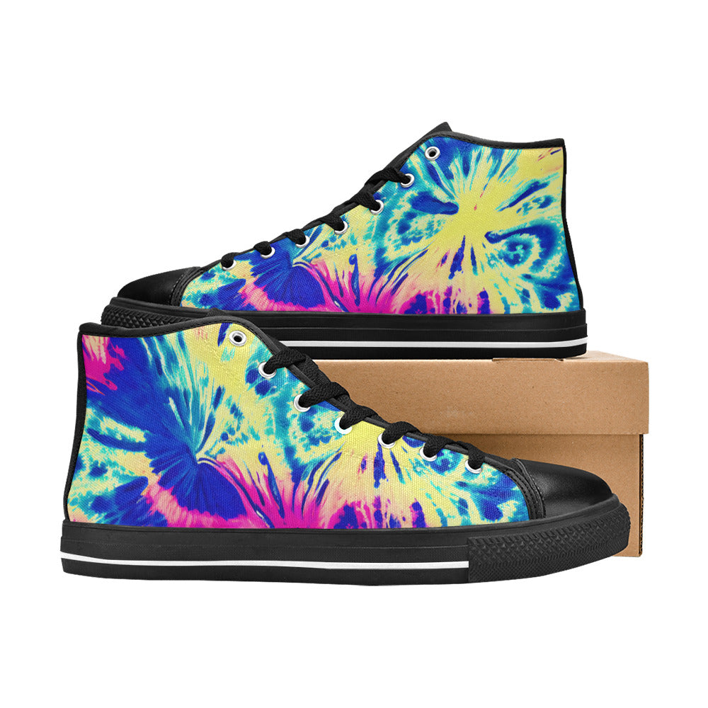 MEN'S Tie Dye Splash Retro High Top Canvas Wallpaper Art Custom Shoes