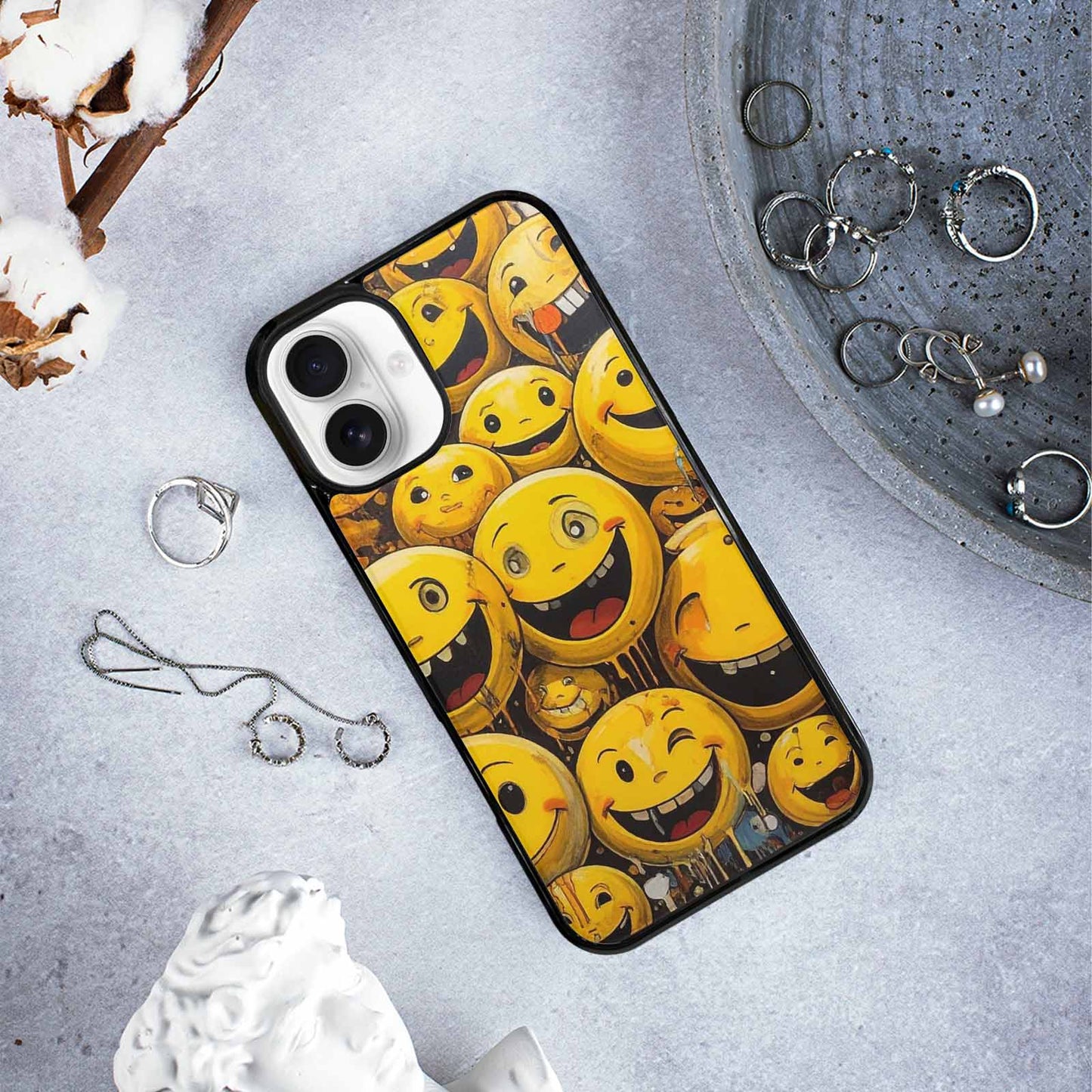 iPhone 16 Plus Case — Melting Moon Smiley Red Splatt Nsg, Personalized Phone Case