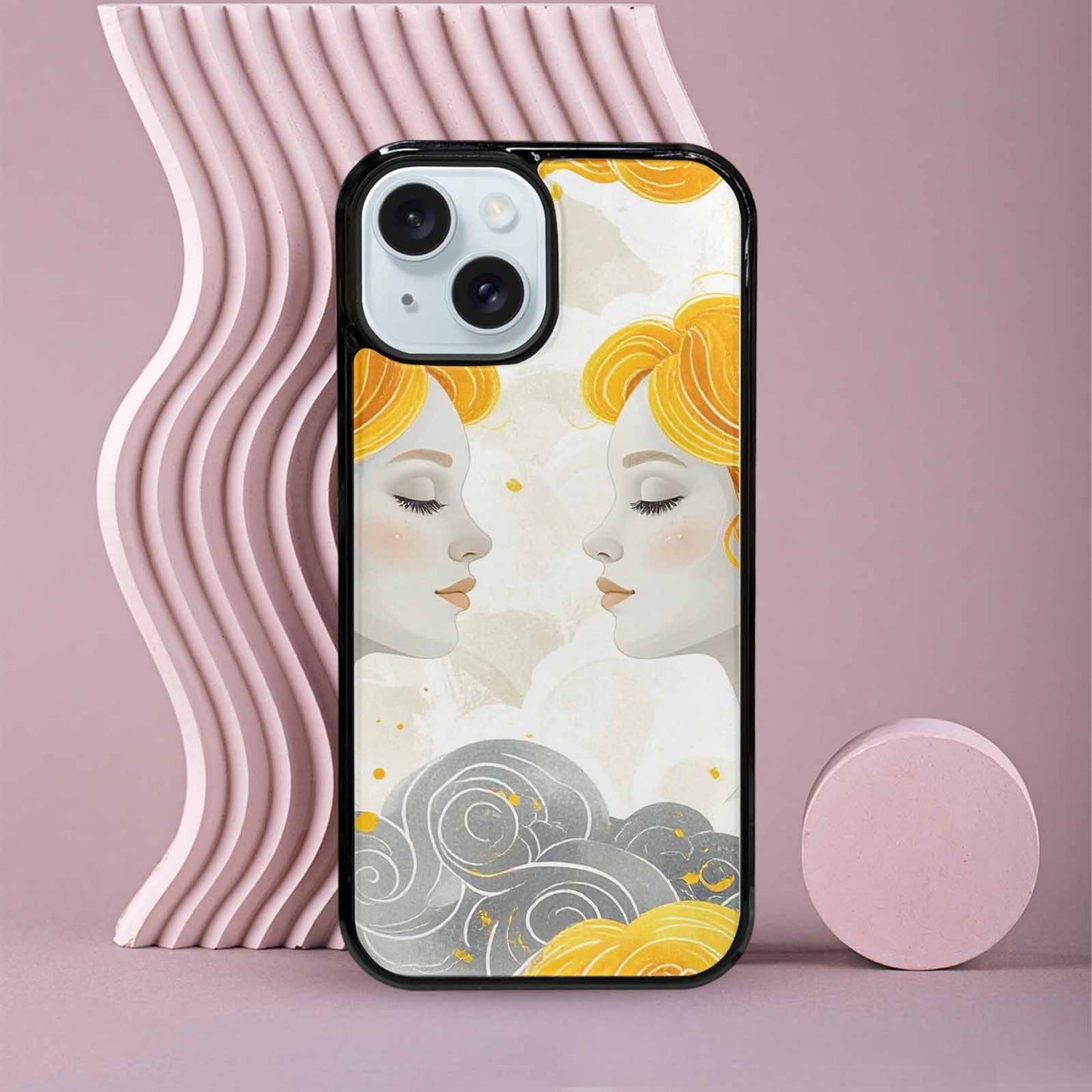 iPhone 15 Case — Gemini Twins Zodiac Pattern Seamless Repeat, Original Design Phone Case