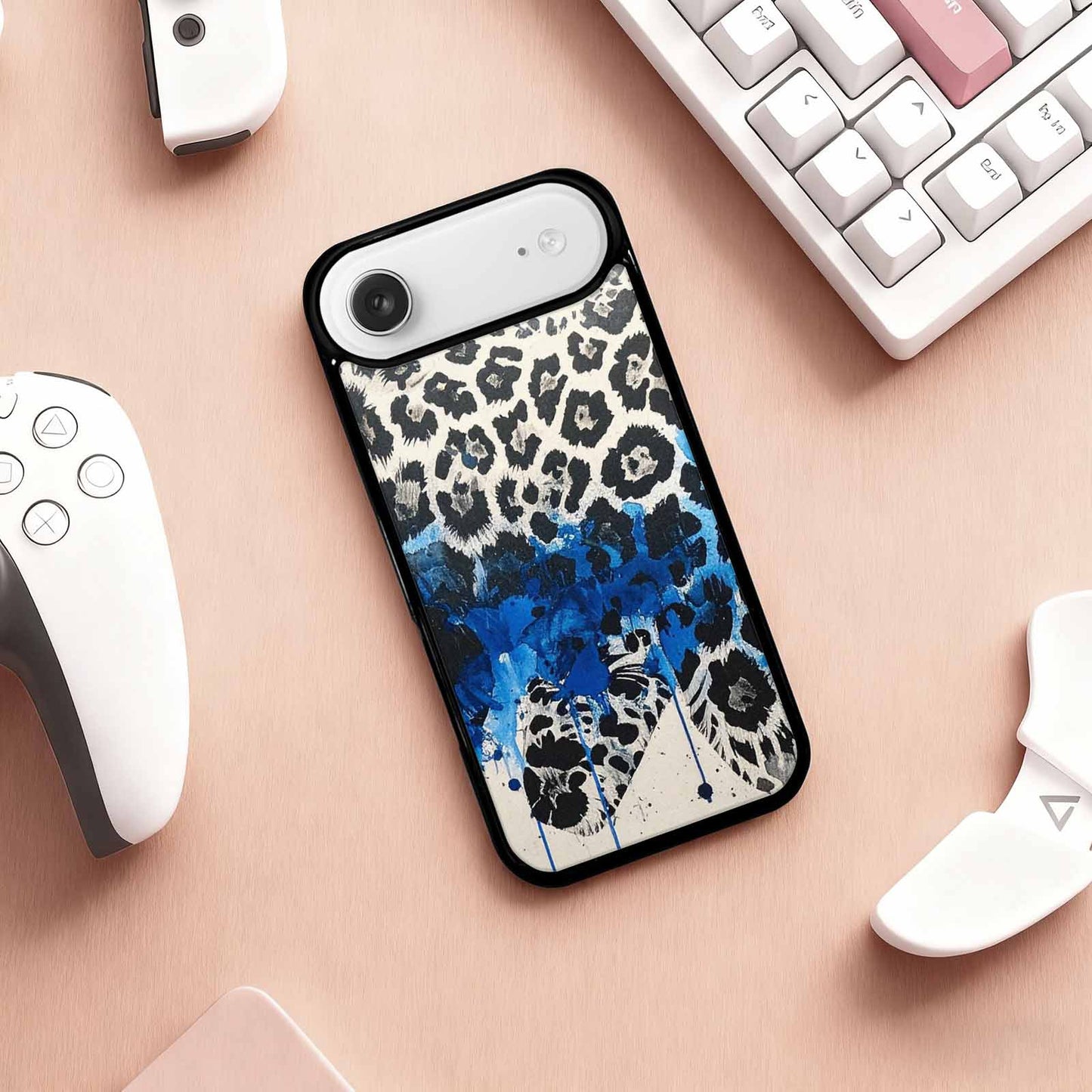iPhone 17 Air Case — Animal Print Black Blue Ink Animal, Original Design Phone Case