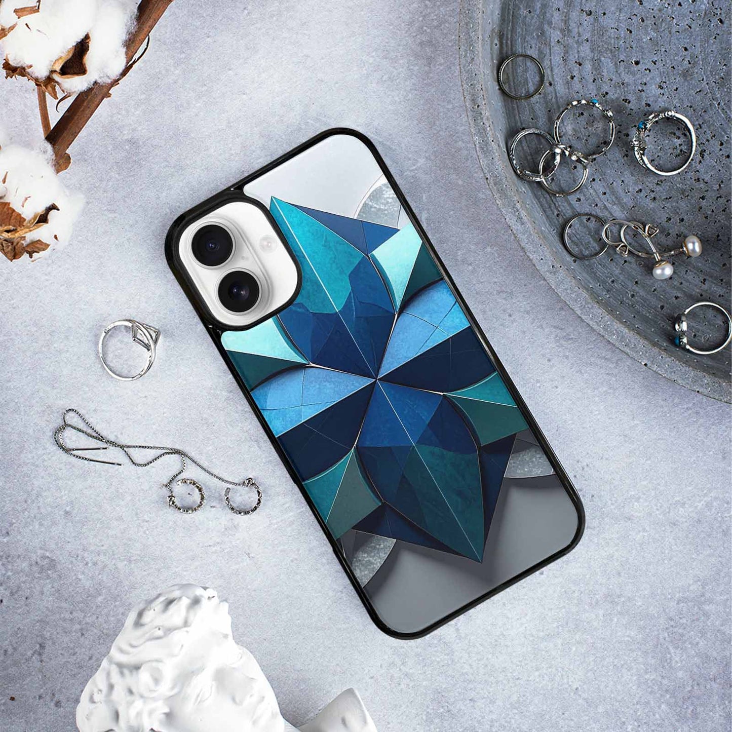 iPhone 16 Plus Case — Geometric Origami Art Pattern, Custom Made Phone Cover