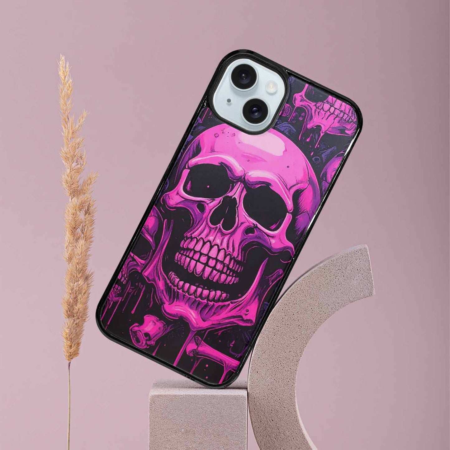 iPhone 15 Plus Case — Pink Purple Skeletons Neon Drip Melting, Custom Art Phone Cover