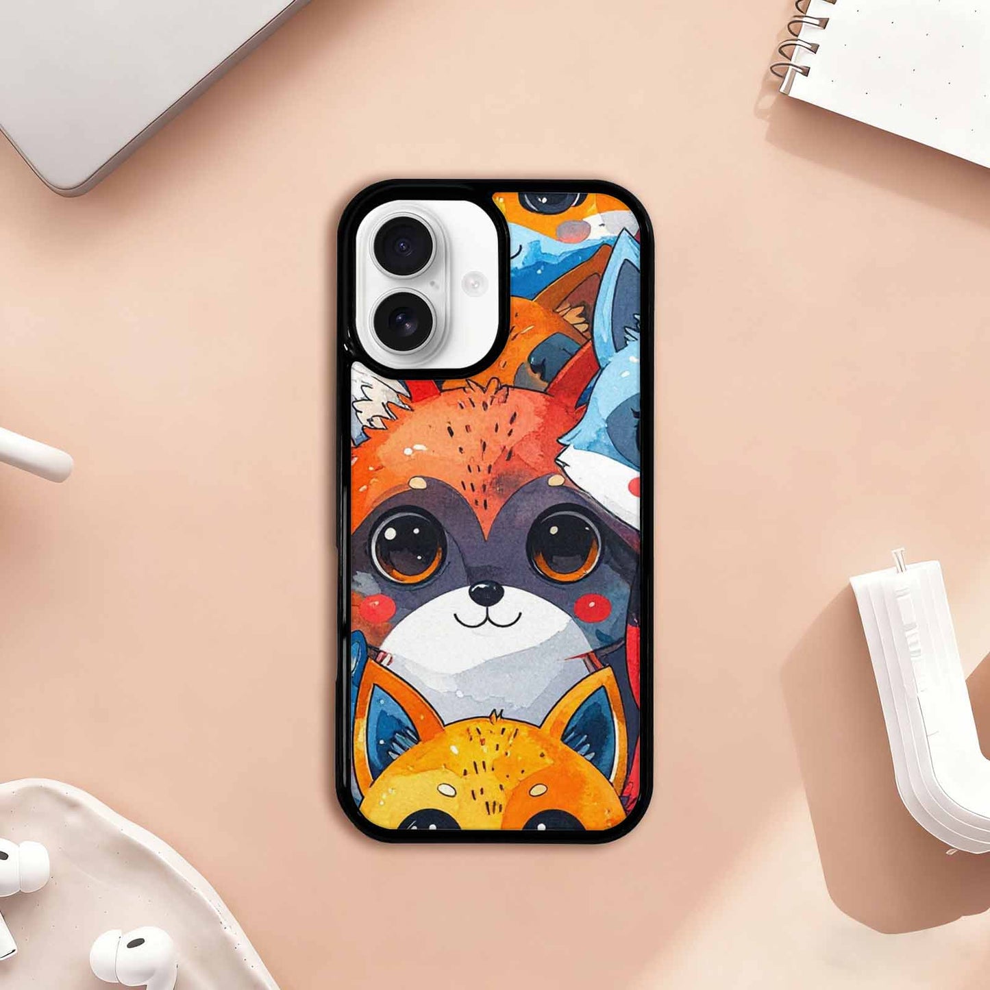iPhone 17 Case — Watercolor Kawaii Fox Watercolor Abstract, Custom Designed Case Cover