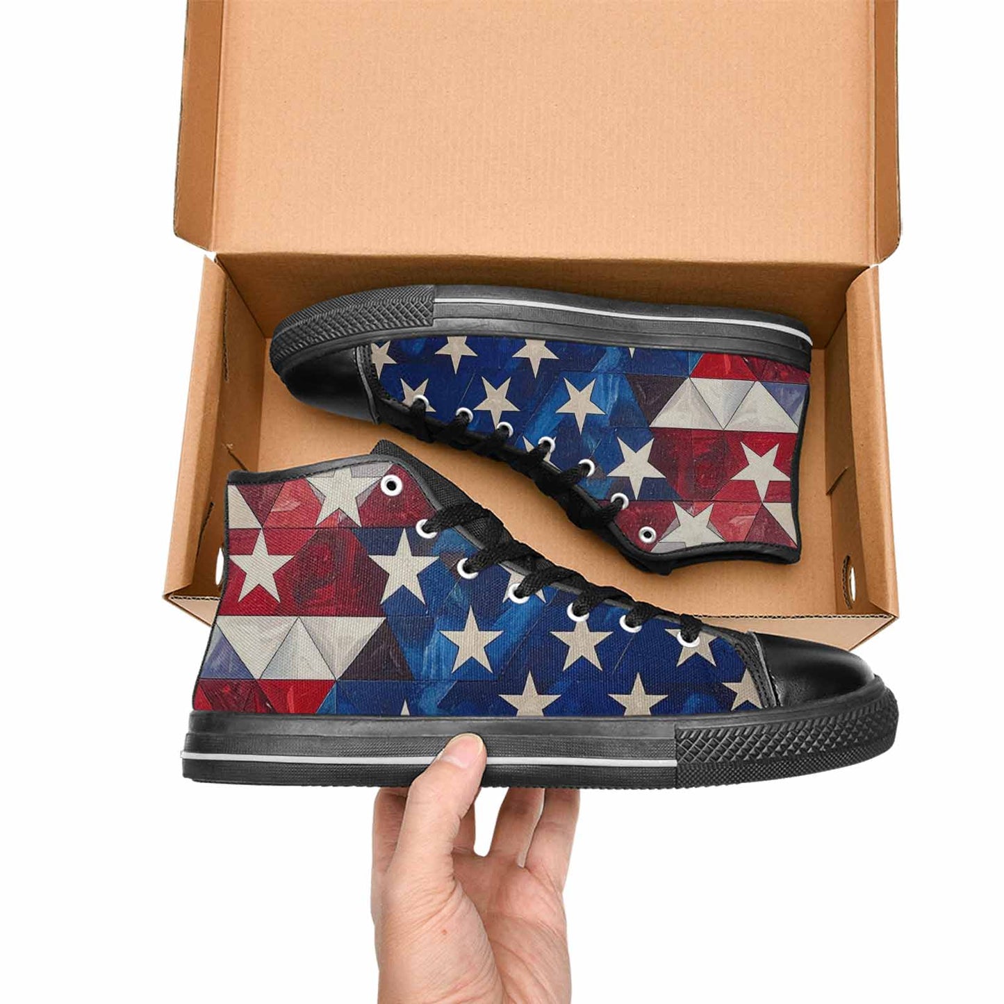 MEN'S American Flag Stars High Top Canvas Dark Academia Shoes