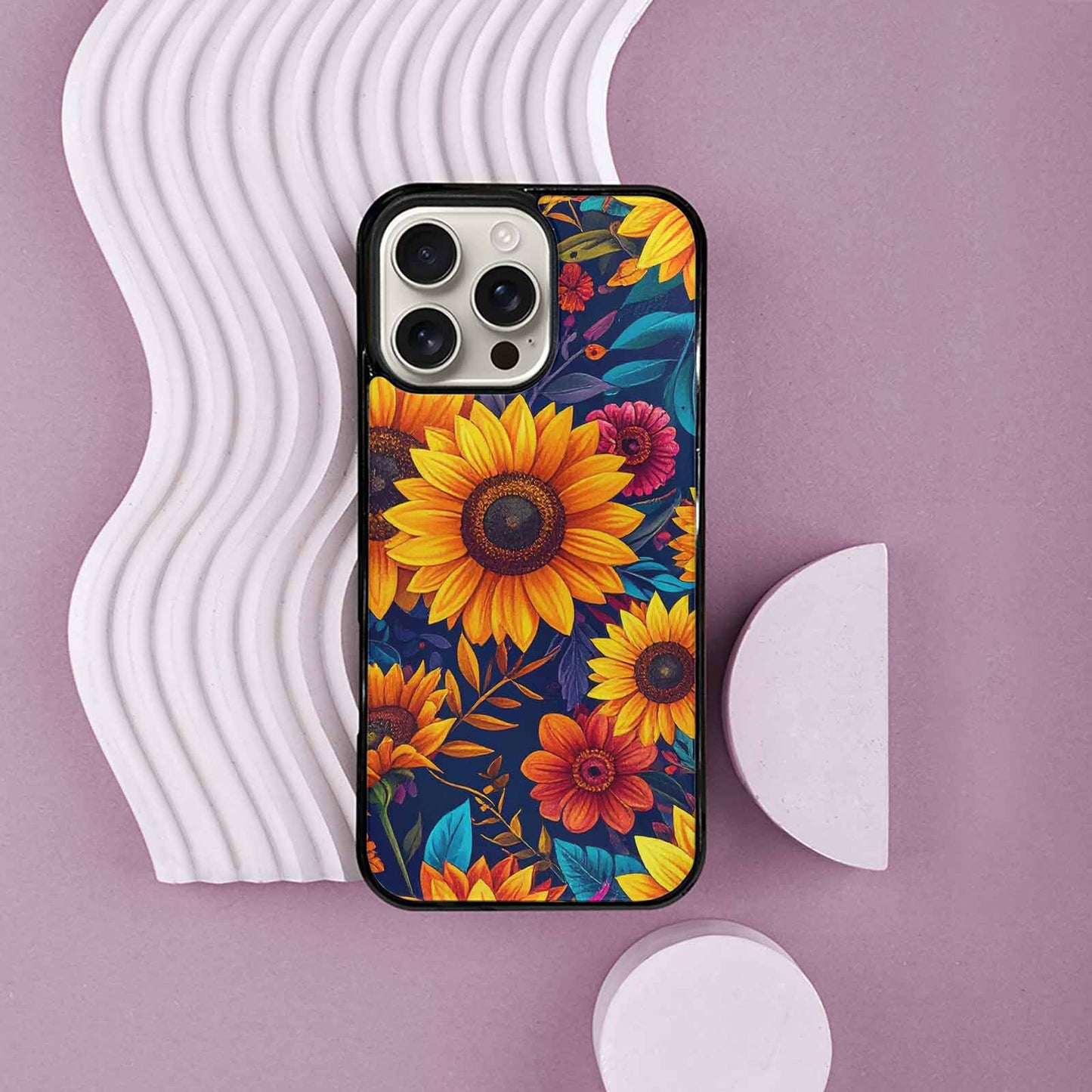 iPhone 16 Pro Max Case — Sunflower Skulls Print Custom, Custom Art Phone Cover