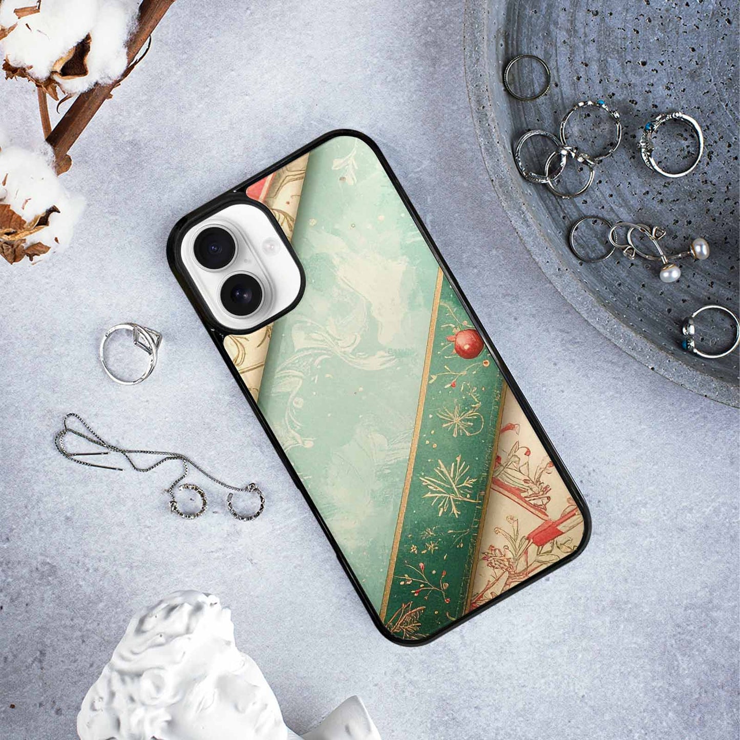 iPhone 16 Plus Case — Christmas Wrapping Paper Pattern Art Wallpaper, Custom Art Phone Cover