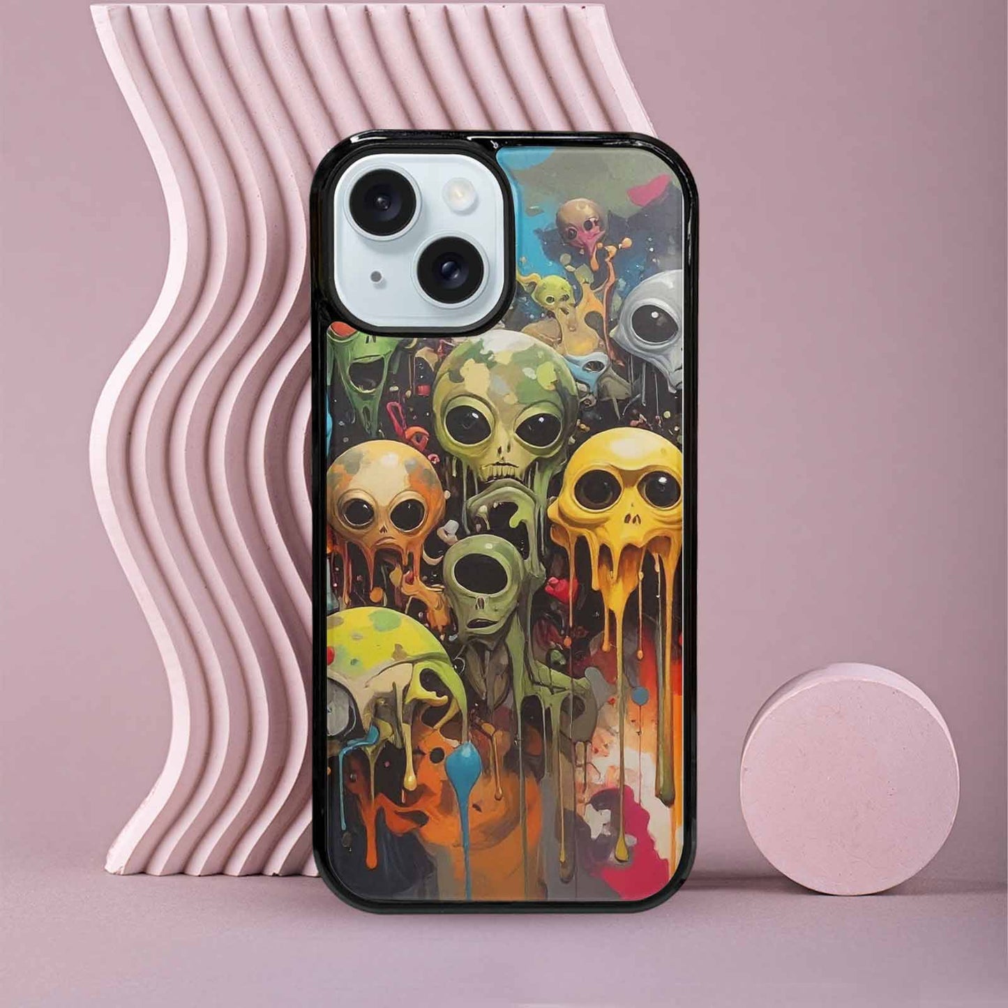 iPhone 15 Case — Aliens Camomelting Aliens Patt, Original Design Phone Case