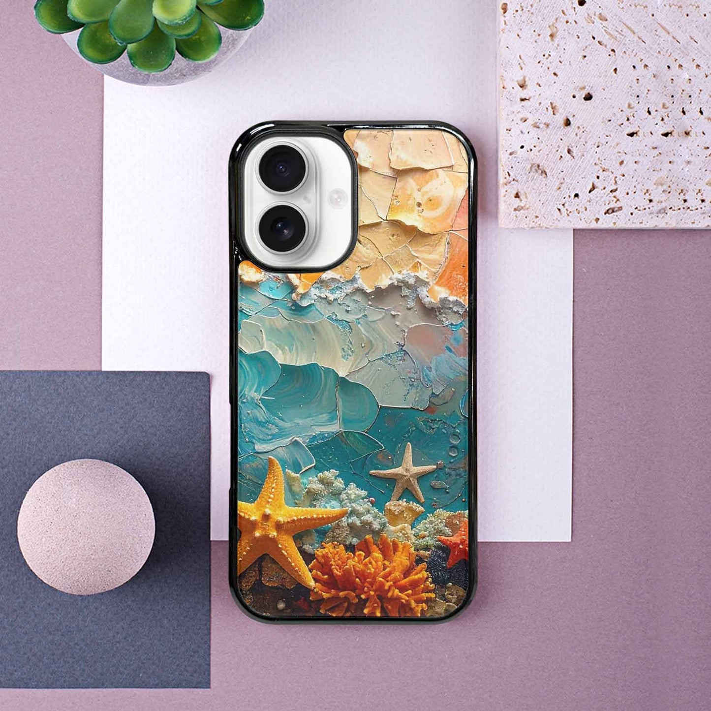 iPhone 16 Case — Starfish Cluster Starfish Cluster Pattern Hundreds, Custom Art Phone Cover